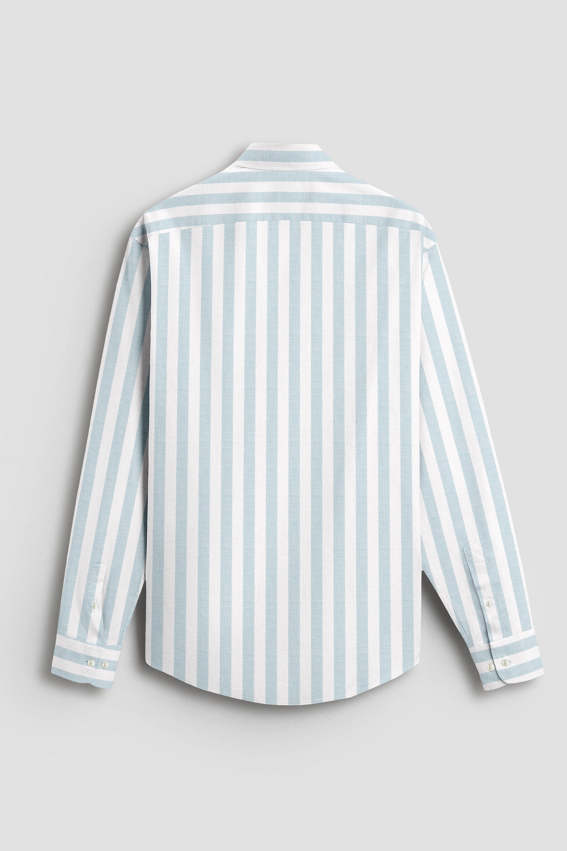 White and Gossamer Green Stripes Cotton Linen Shirt