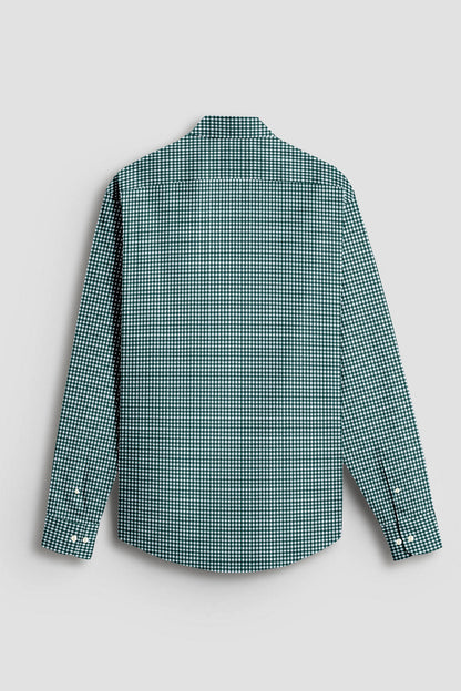 Alpine Green and Porcelain White Gingham Checks Cotton Shirt