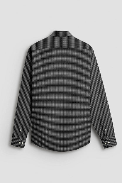 Mantaray Black and White Printed 2 Ply Giza Cotton Shirt