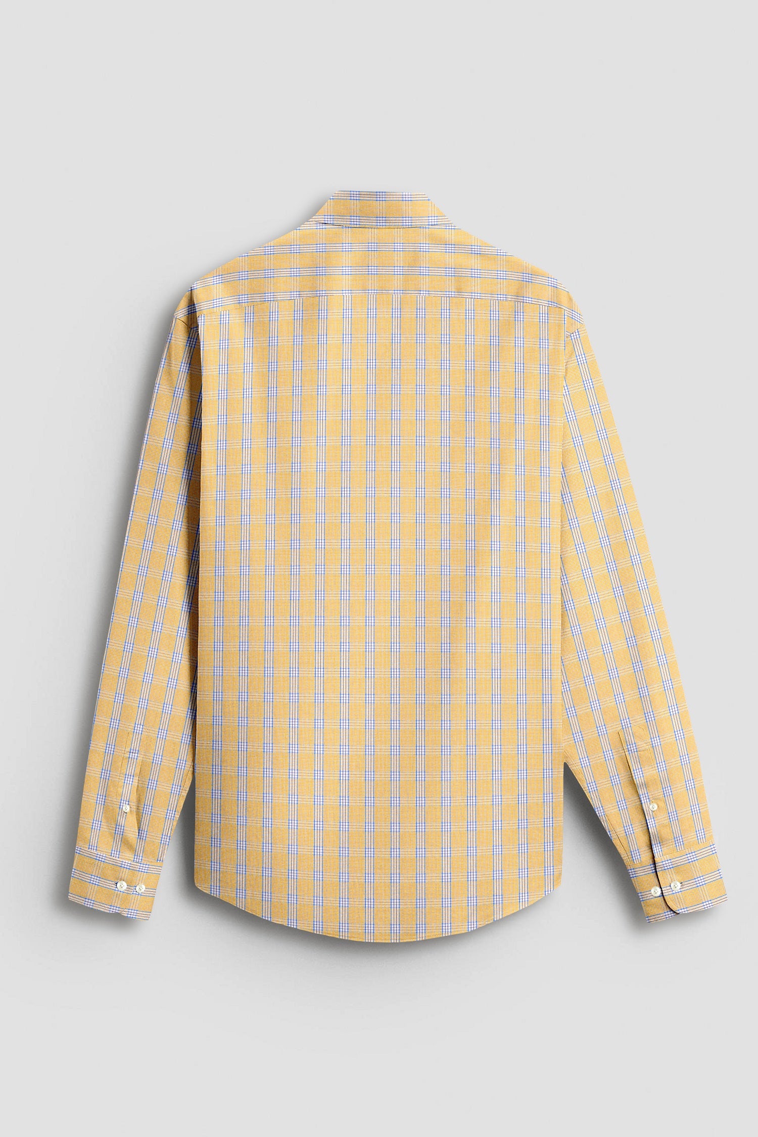White with Citron Yellow and Paradise Blue Checks Cotton Shirt