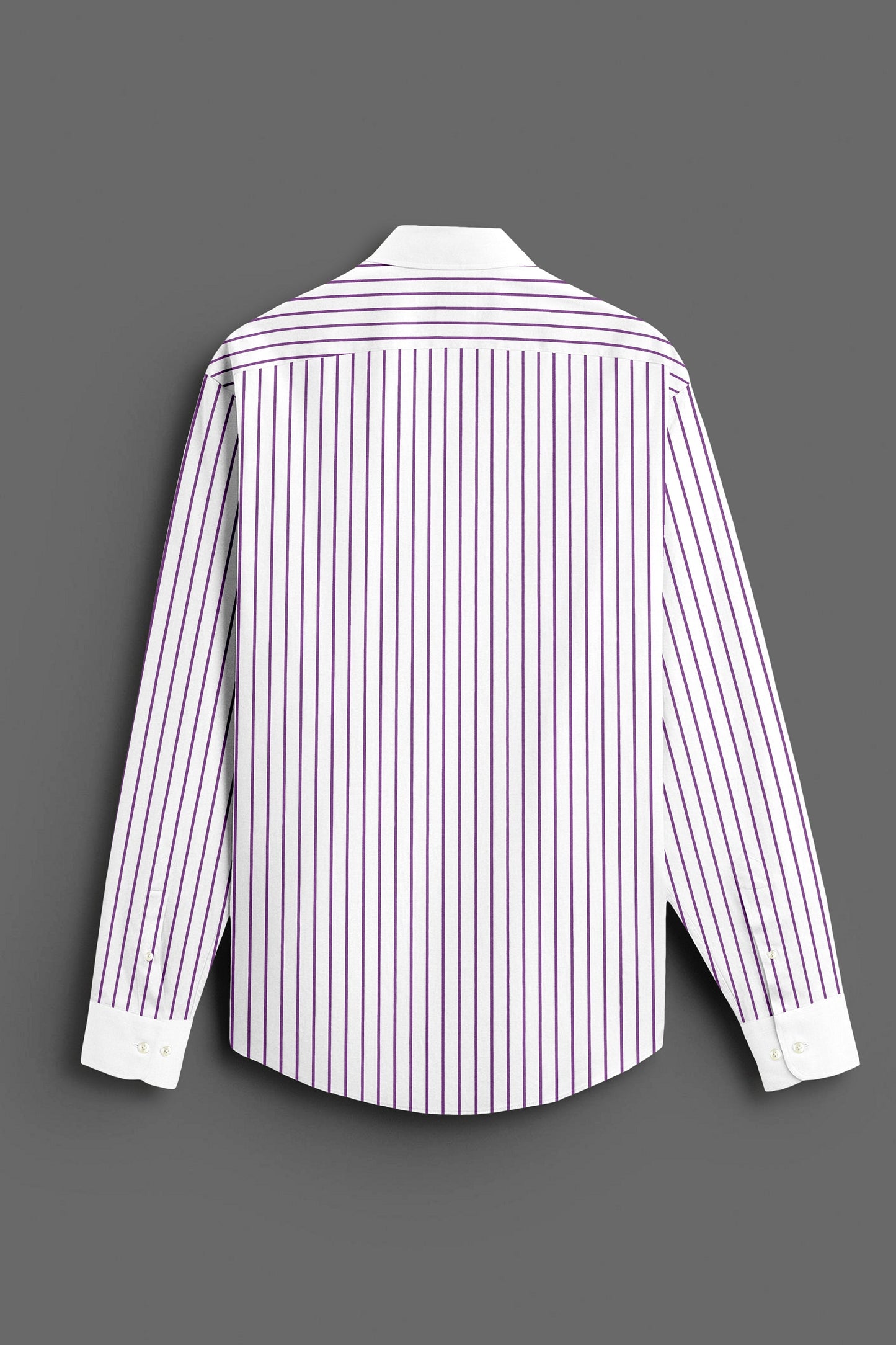 White and Dahlia Purple Stipes Designer Cotton Shirt