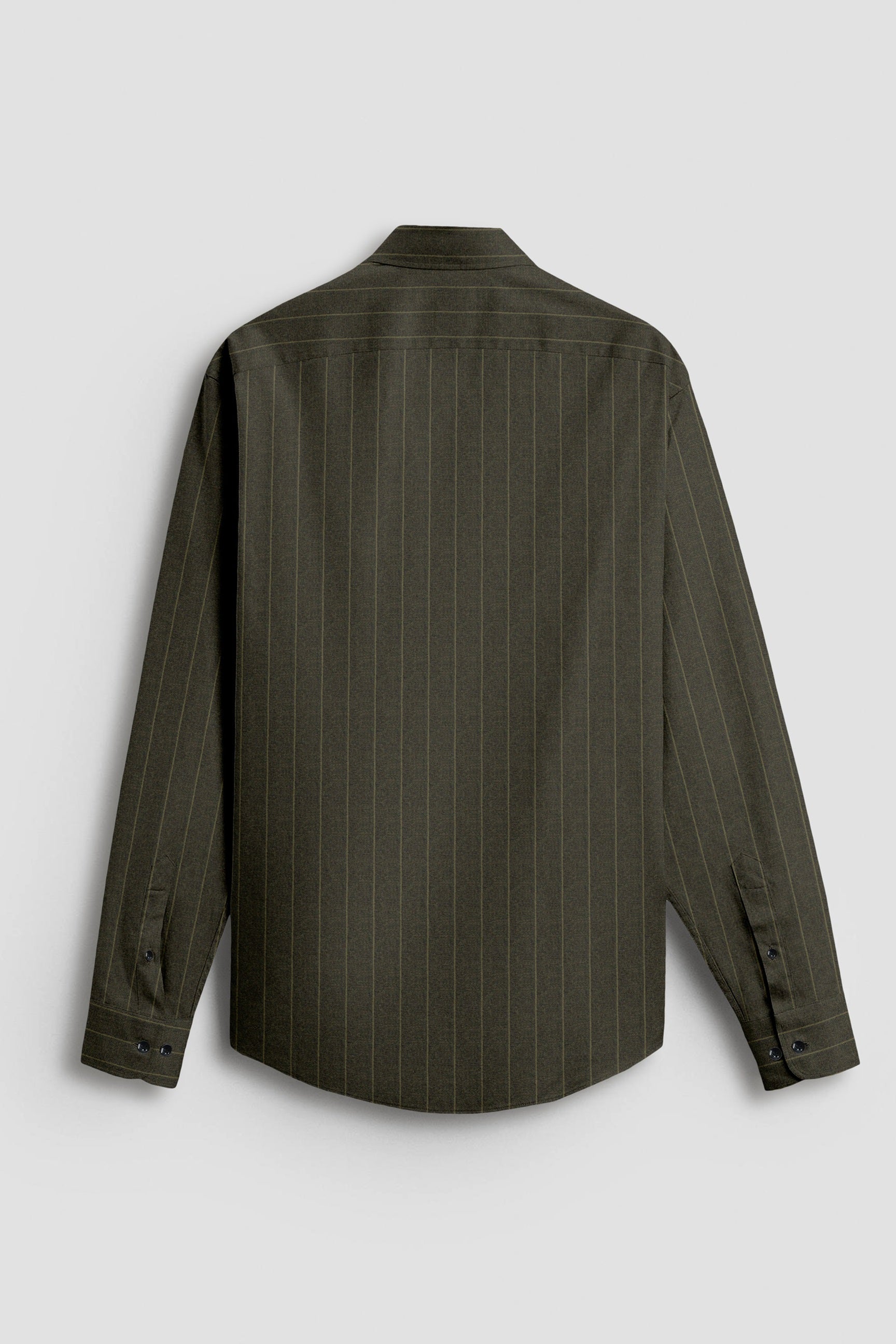 Cypress Green and Olive Green Pinstripes Oxford Cotton Shirt