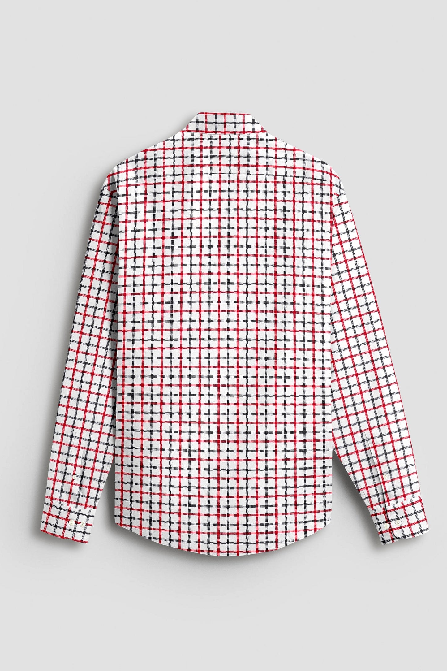 Milk White with Hollyberry and Carbon Black Checks Cotton Shirt