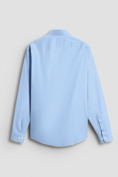 Prescot Sky Blue and White Ninja Kunai Star Shuriken Printed Cotton Shirt