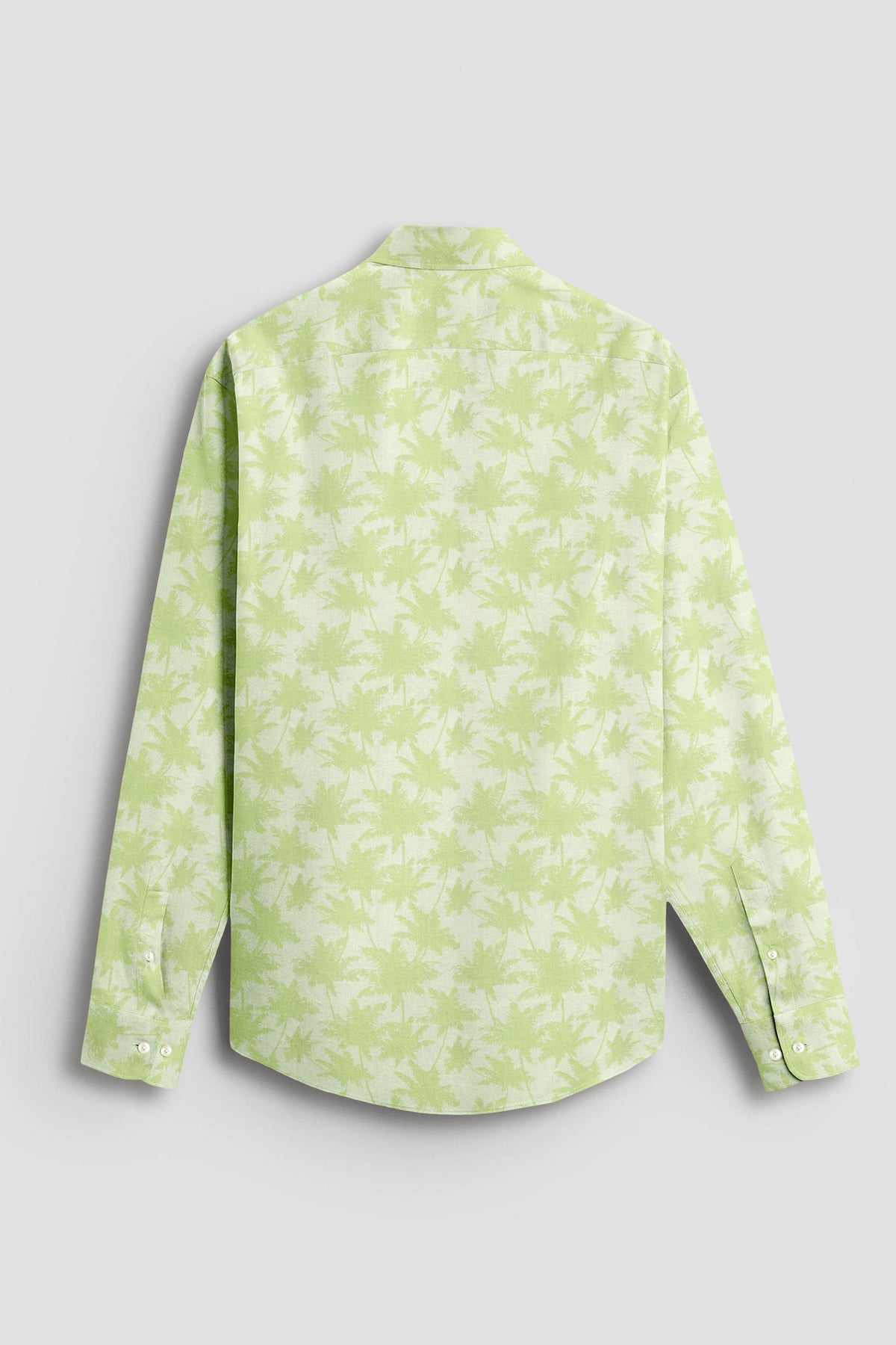 Limeade Green and Chardonnay Green Maple Leaf Jacquard Printed Giza Cotton Shirt