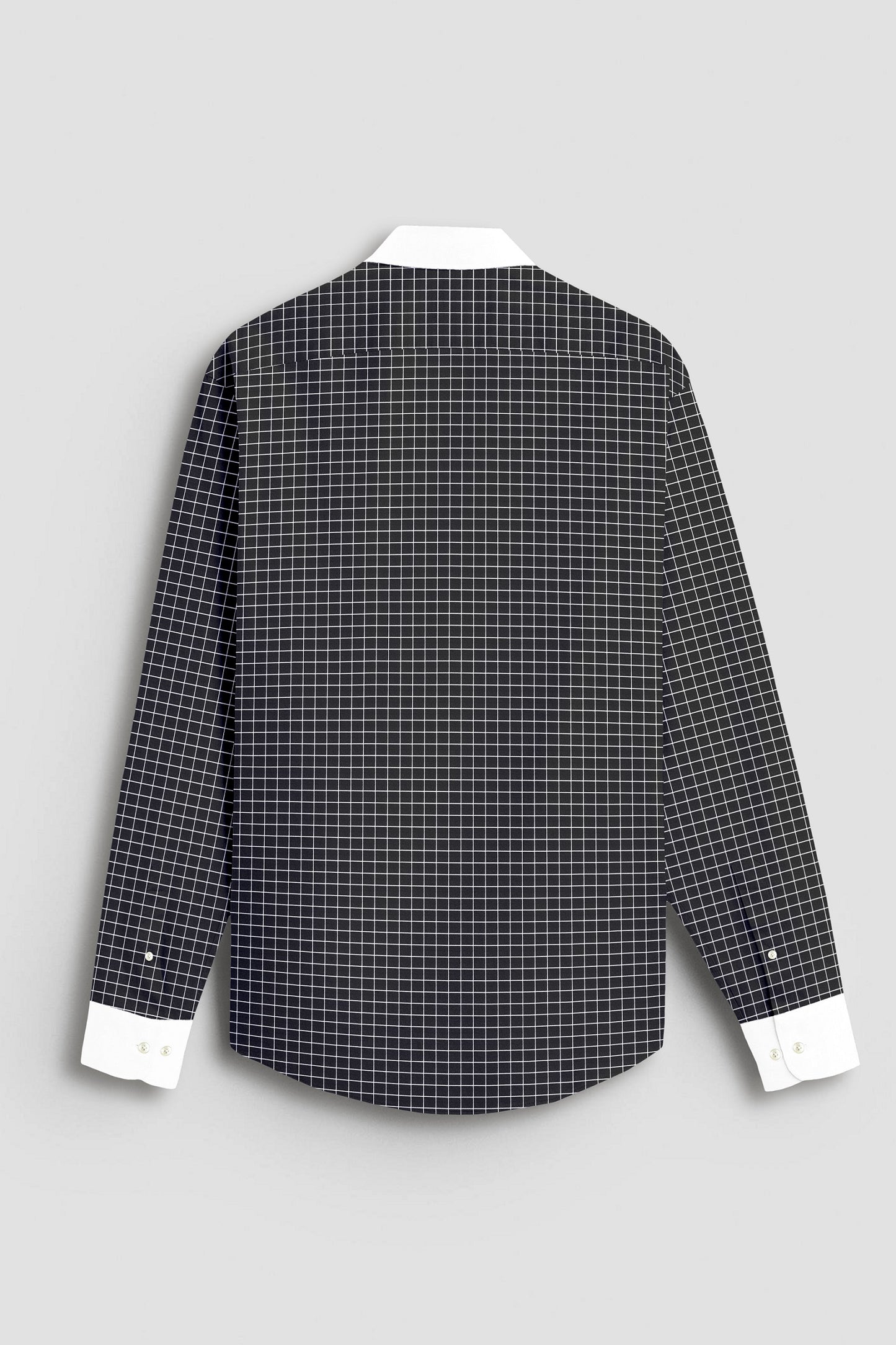 Crow Black and Snow White Checks Designer Cotton Shirt