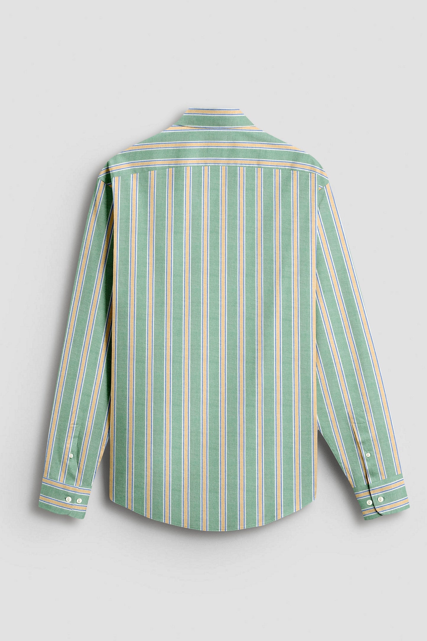White with Jadesheen Green and Freesia Yellow Oxford Stripes Cotton Shirt