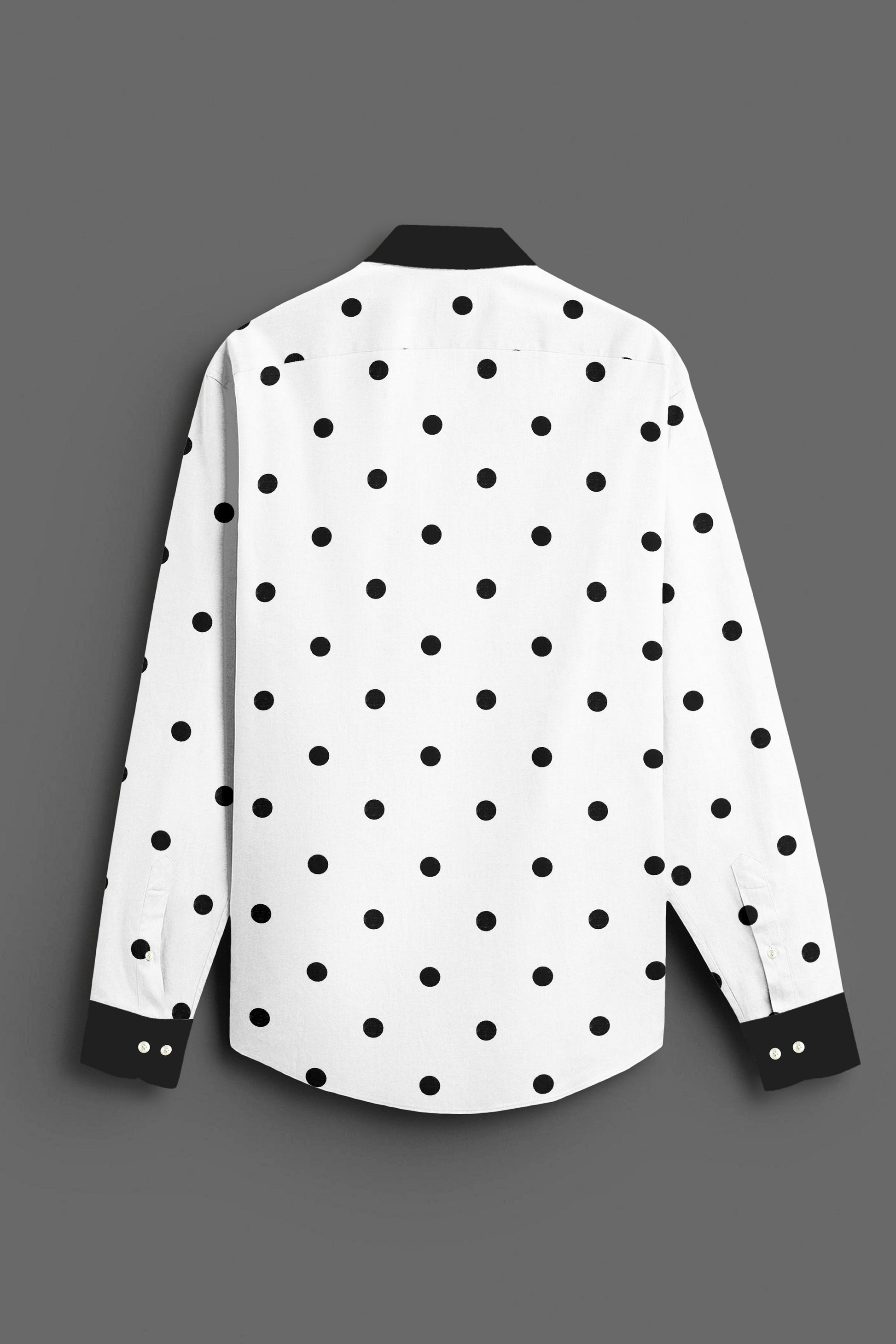 Wisteria White and Sable Black Polka Dots Printed Designer Cotton Shirt