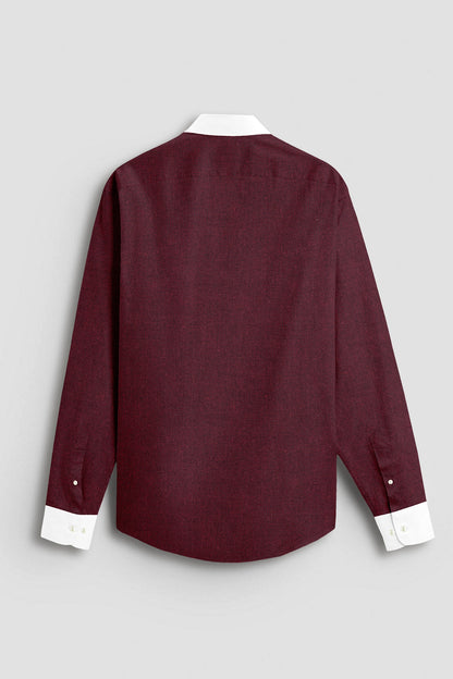 Oxblood Red Two Toned Premium Oxford Designer Cotton Shirt