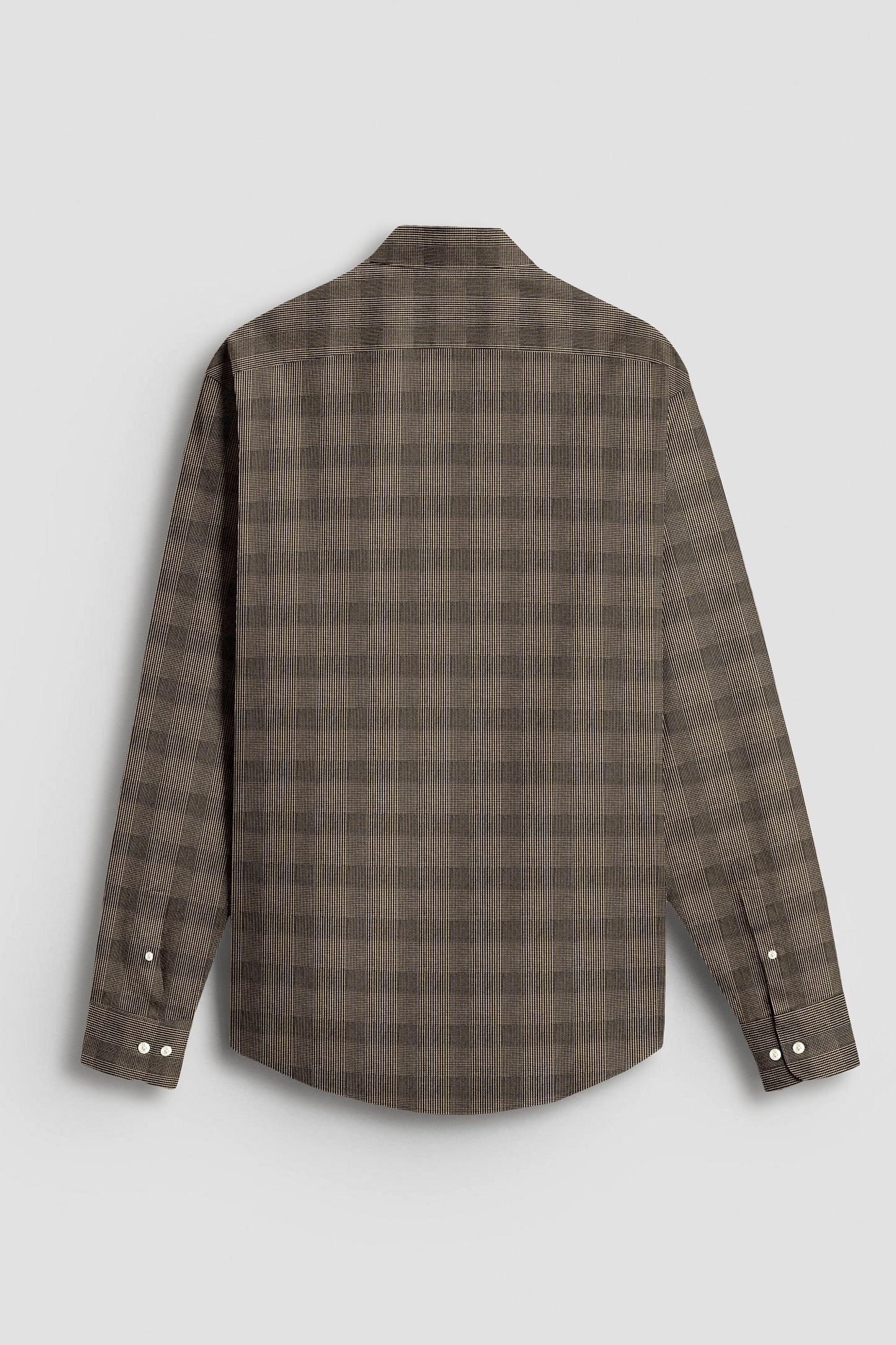 Brass Brown and Caviar Black Jacquard Checks Egyptian Giza Cotton Shirt