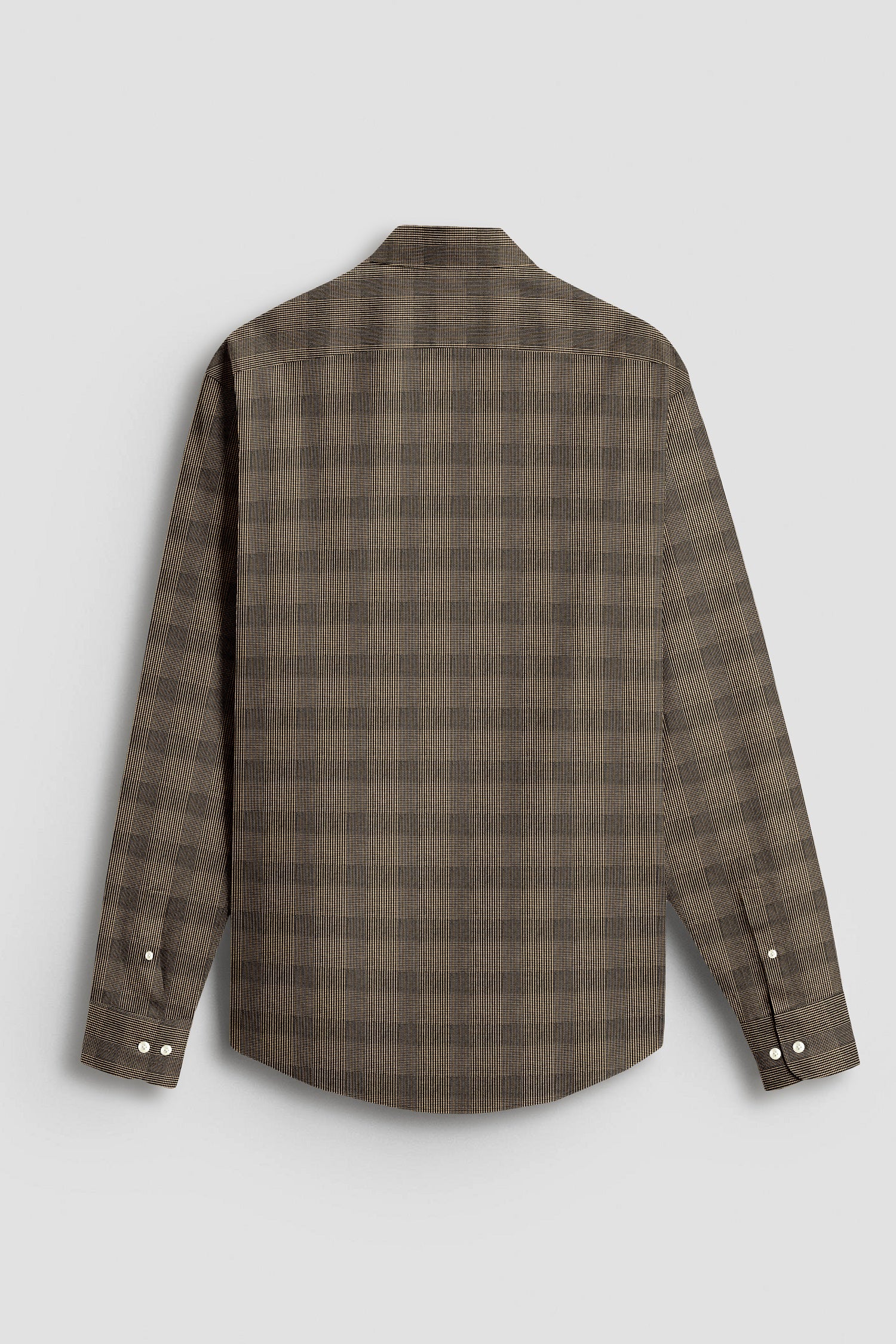 Brass Brown and Caviar Black Jacquard Checks Egyptian Giza Cotton Shirt