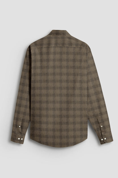 Brass Brown and Caviar Black Jacquard Checks Egyptian Giza Cotton Shirt