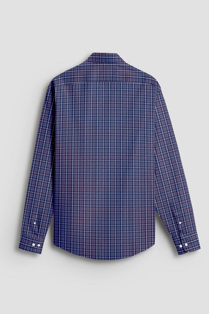 Opal Blue with Blossom Pink and White Checks Cotton Shirt