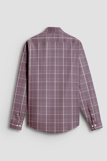 Mauve Purple and Cream Checks Cotton Shirt