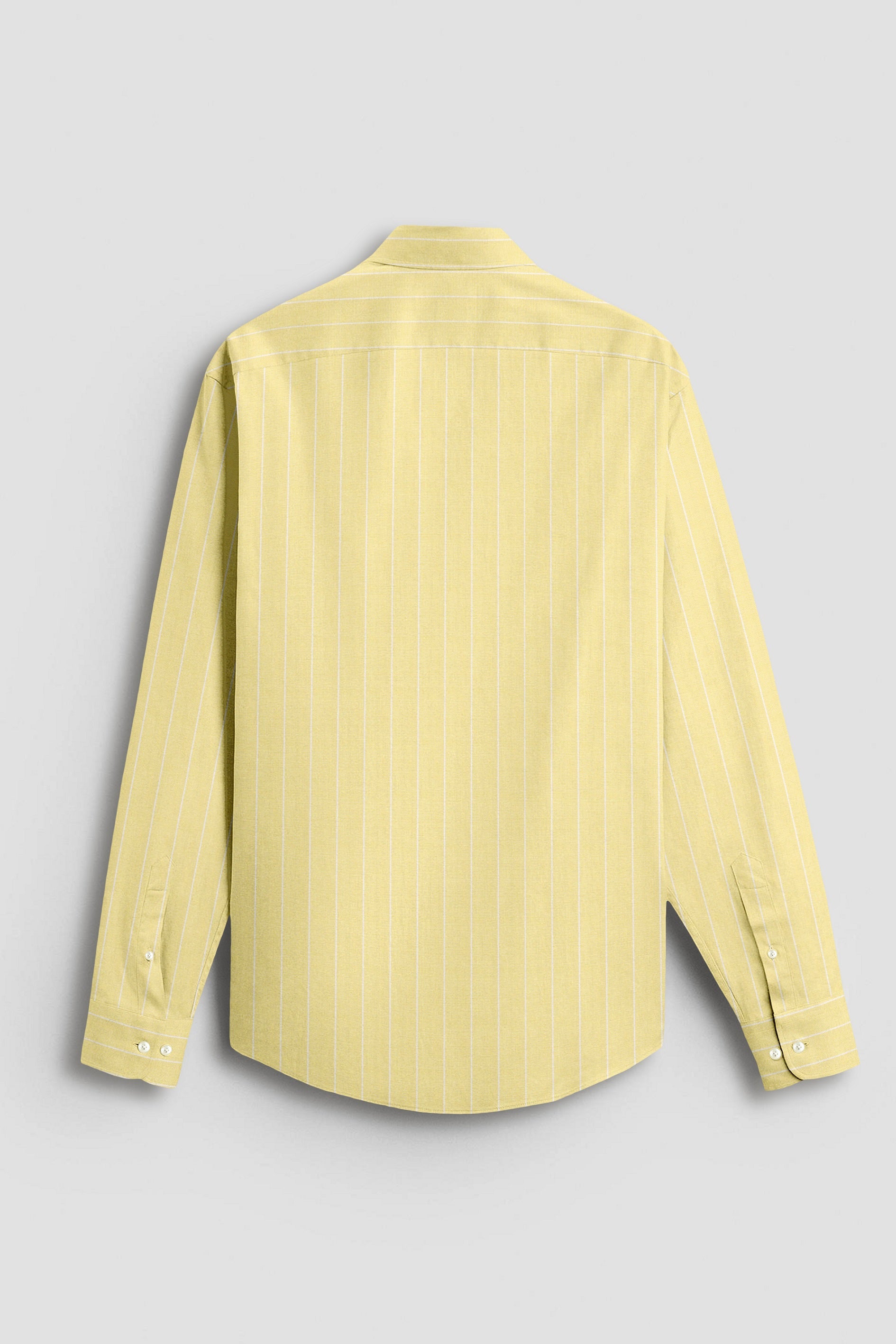 Charlock Yellow and Paper White Pinstripes Oxford Cotton Shirt