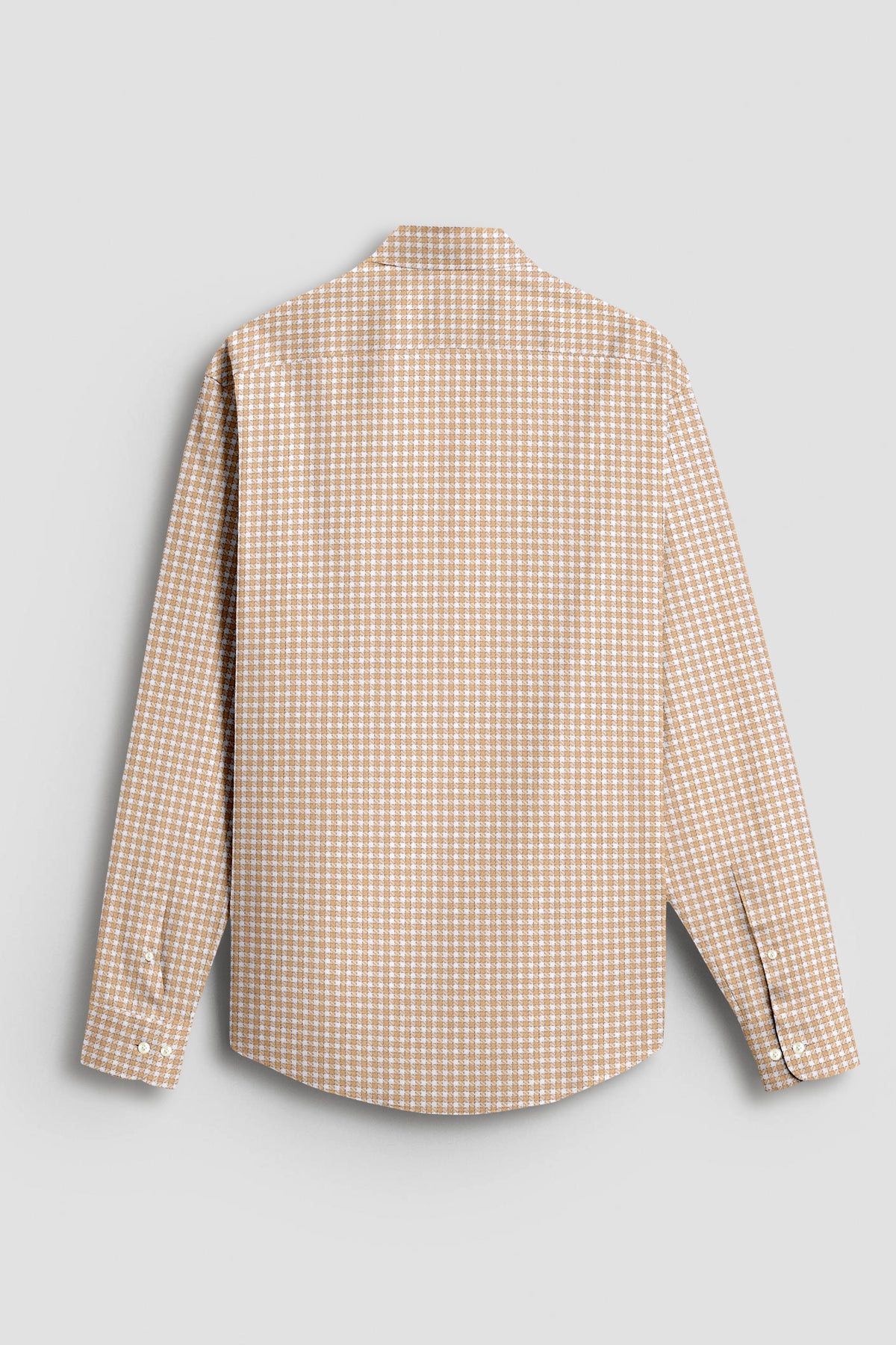 Buckskin Cream and Milk White Gingham Shepherd Checks 2 Ply Giza Cotton Shirt