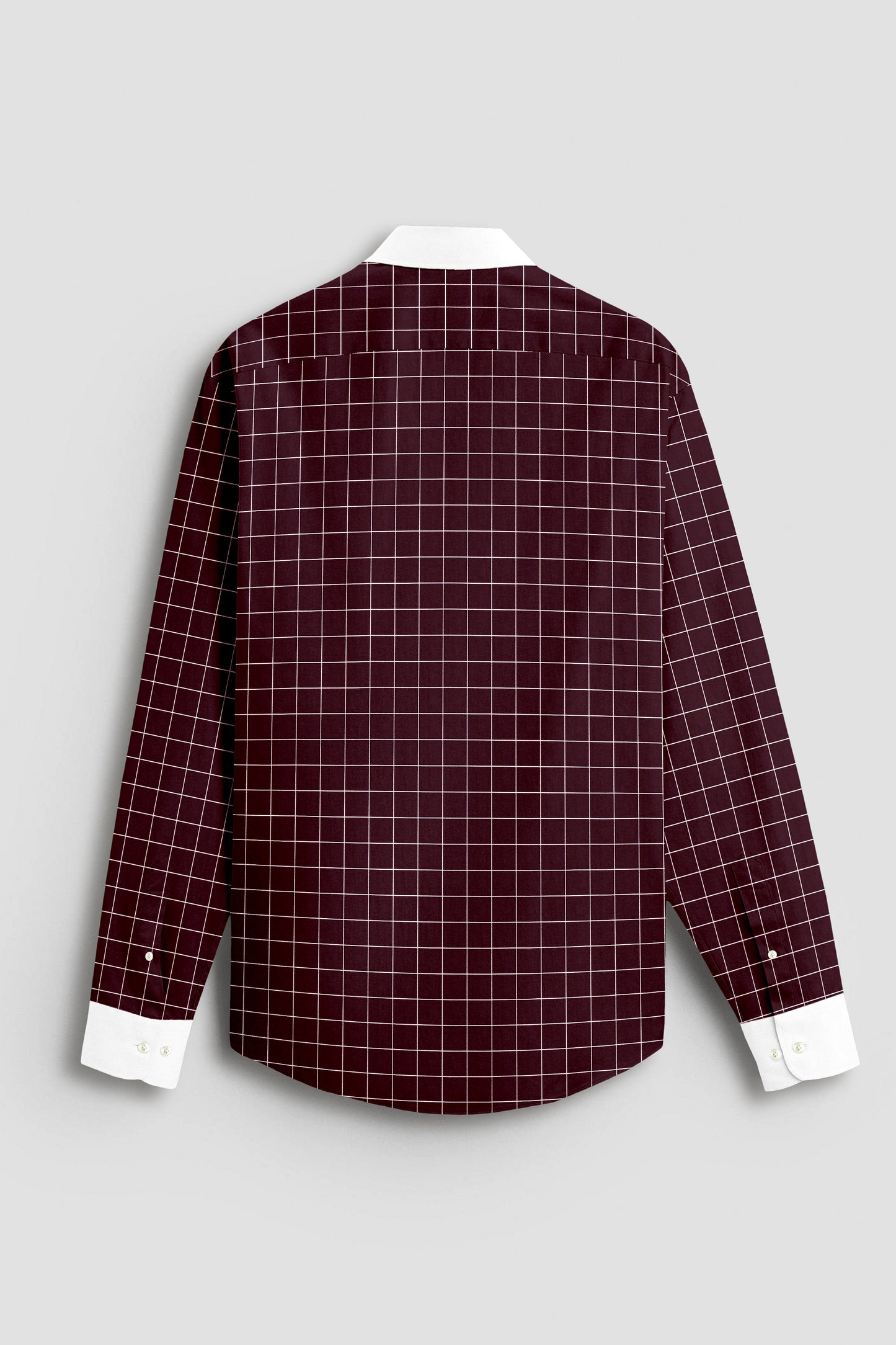 Aubergine Maroon and Salt White Graph Checks Designer Cotton Shirt