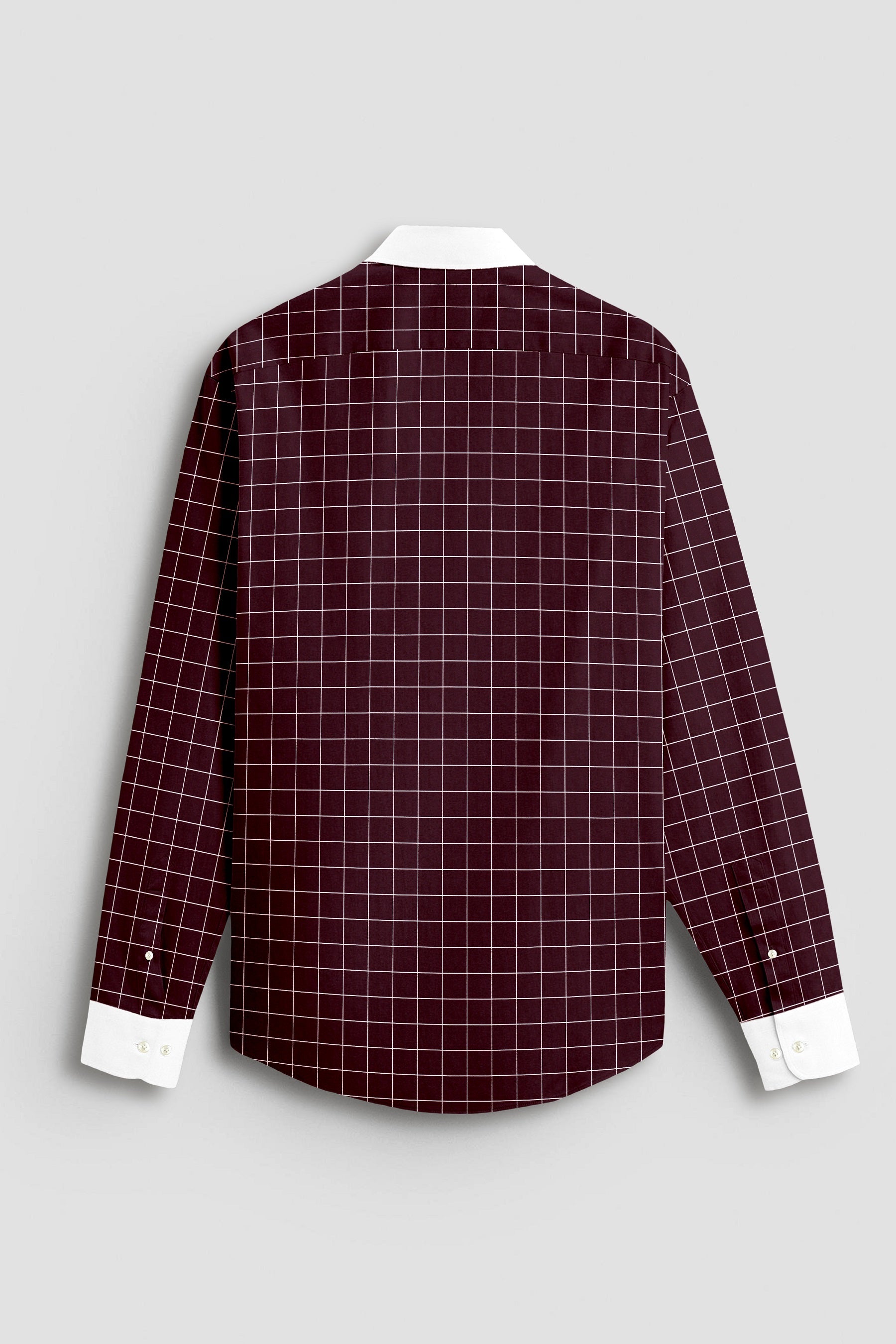 Aubergine Maroon and Salt White Graph Checks Designer Cotton Shirt