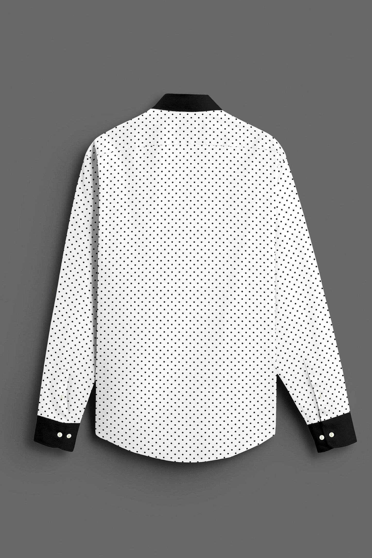 Milk White and Jet Black Polka Dots Printed Designer Cotton Shirt