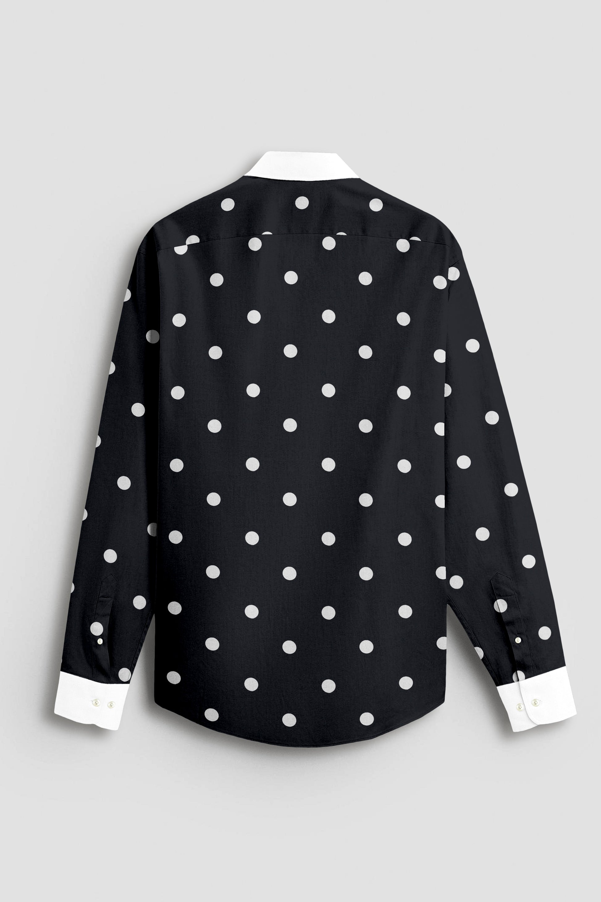 Cumin Black and Silk White Polka Dots Printed Designer Cotton Shirt