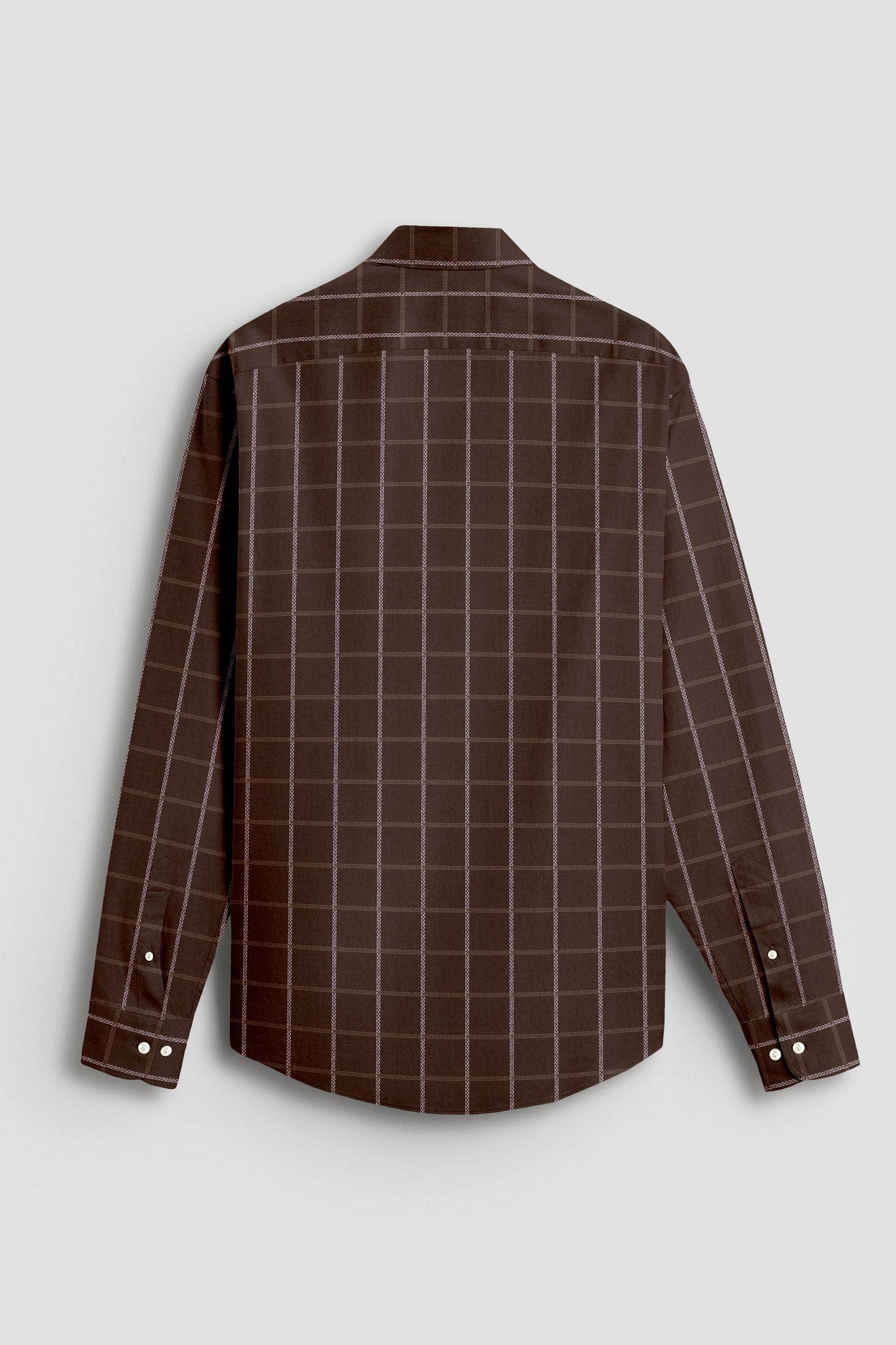 Carob Brown with White and Argan Brown Dash Checks Cotton Shirt