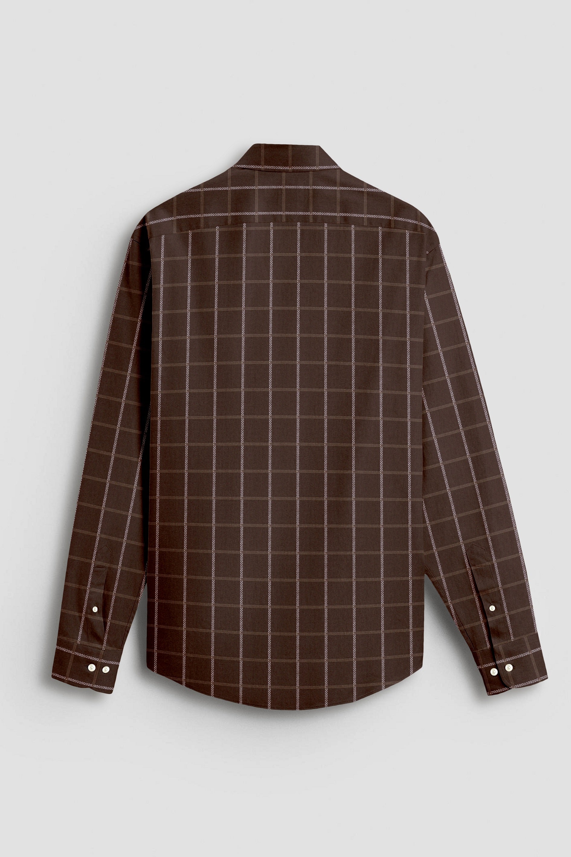 Carob Brown with White and Argan Brown Dash Checks Cotton Shirt