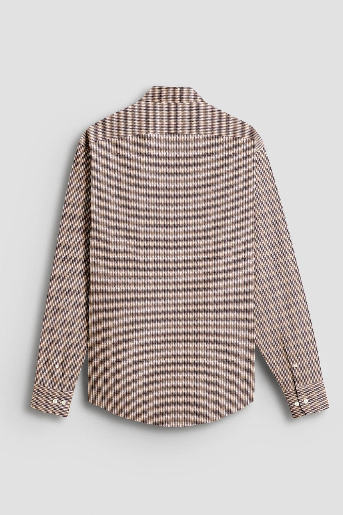 White with Wren Brown and Coffee Brown Hounds Tooth Checks 2 ply Giza Cotton Shirt
