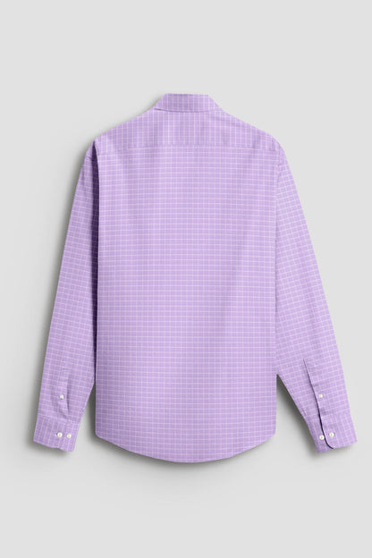 Passiflora Purple and Snow White Checks Cotton Shirt