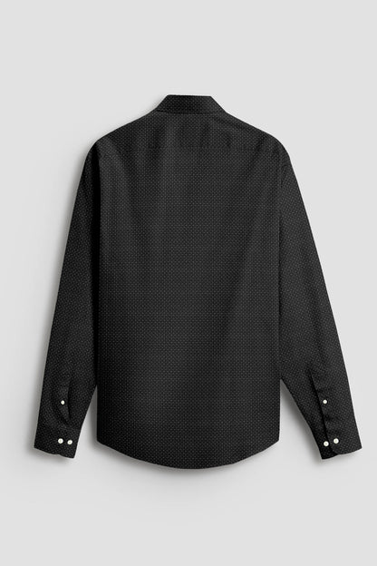 Caribou Grey and Jade Black Square Check 2 Ply Giza Cotton Shirt