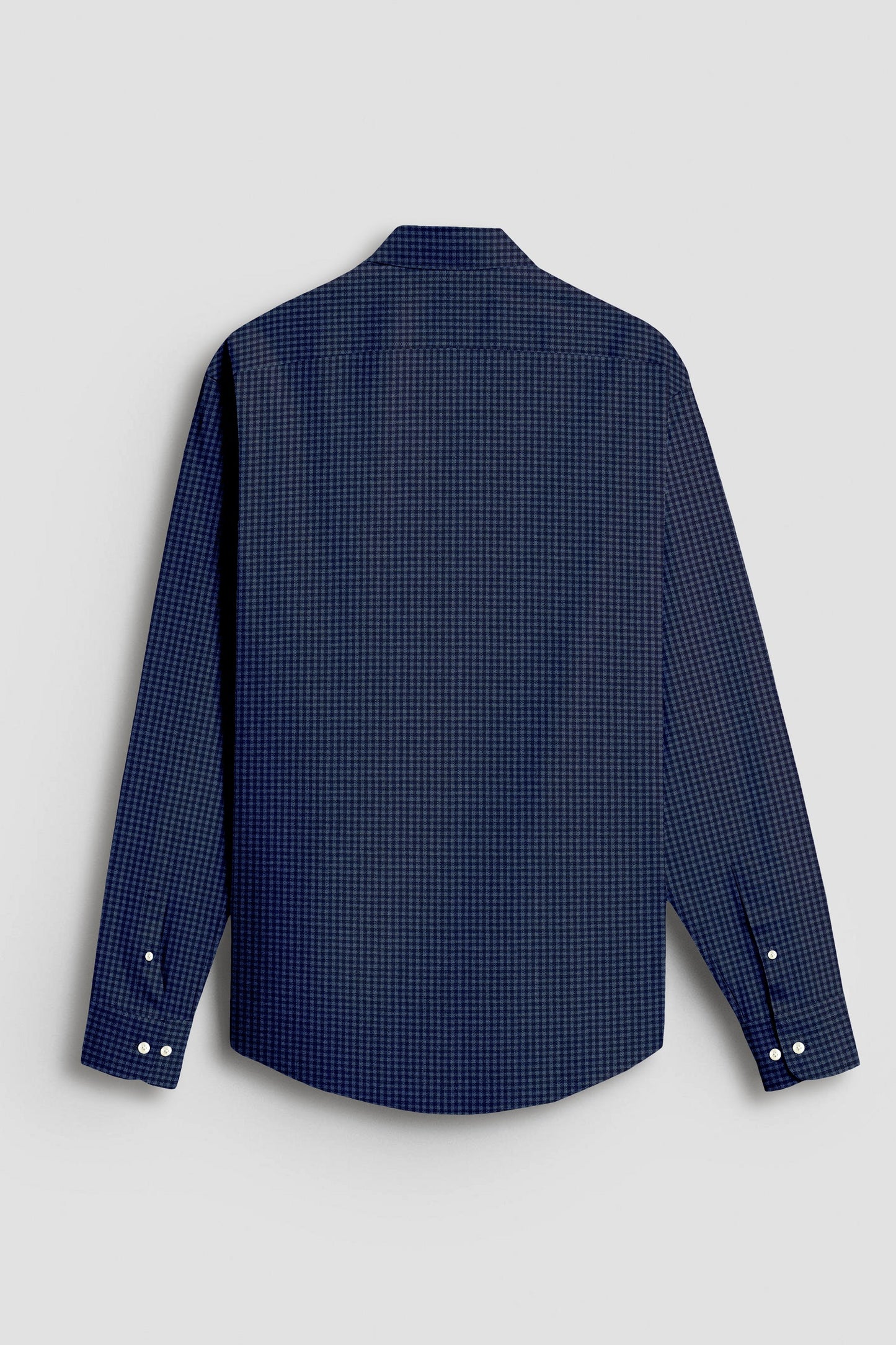Charcoal Gray and Medieval Blue Gingham Checks Cotton Shirt