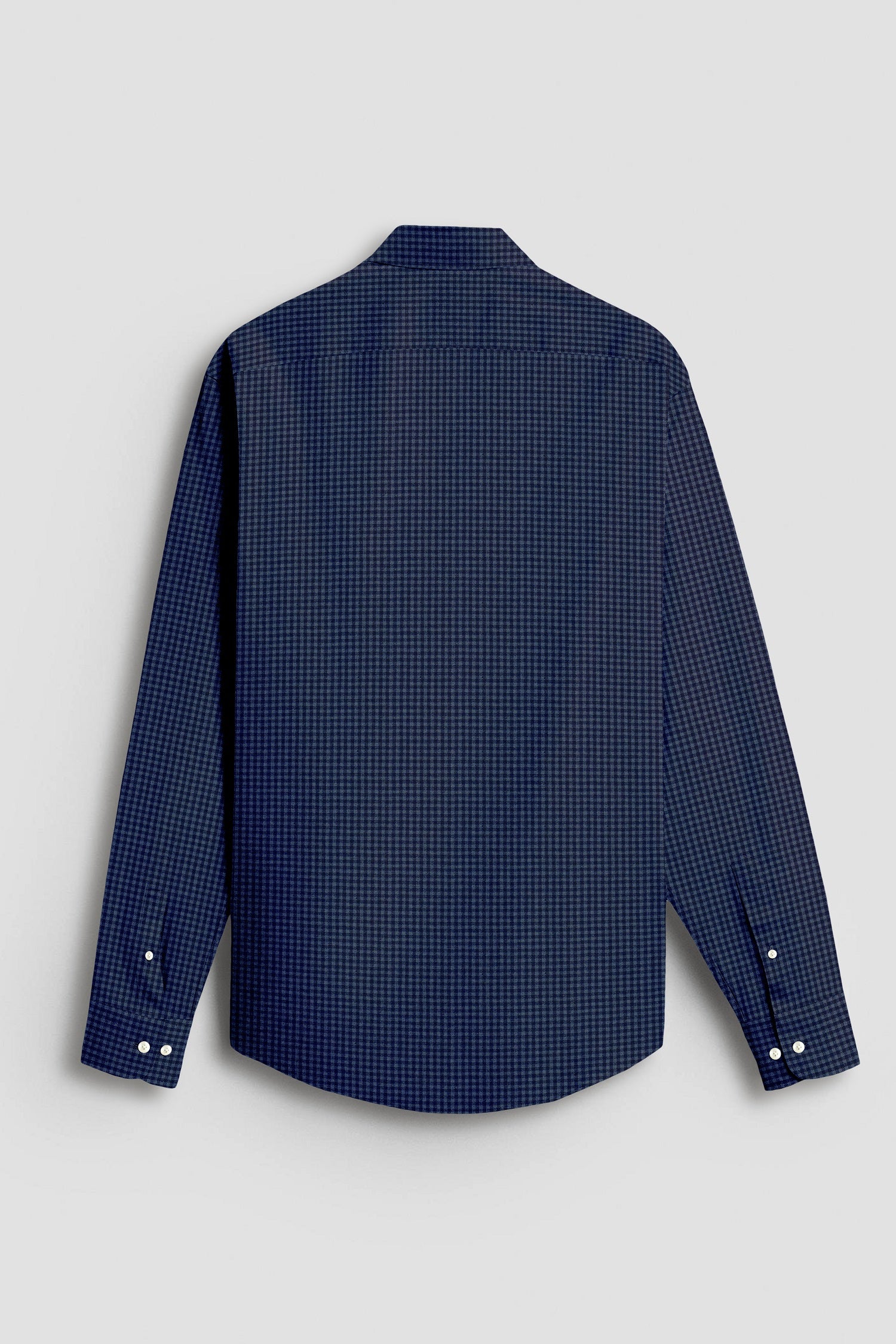 Charcoal Gray and Medieval Blue Gingham Checks Cotton Shirt