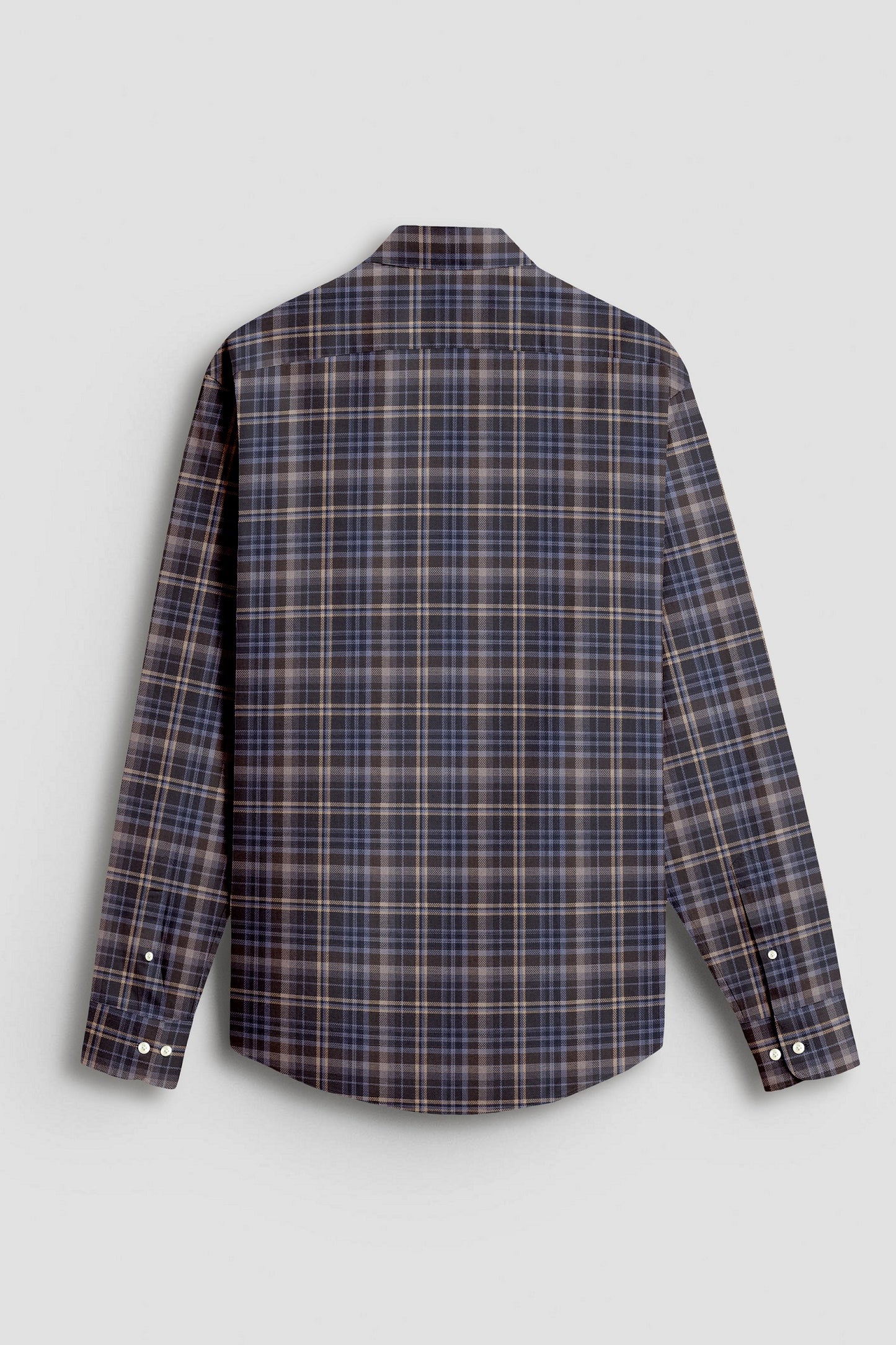 Chestnut Brown with Minimal Grey and Semolina Cream Checks 2 Ply Giza Cotton Shirt