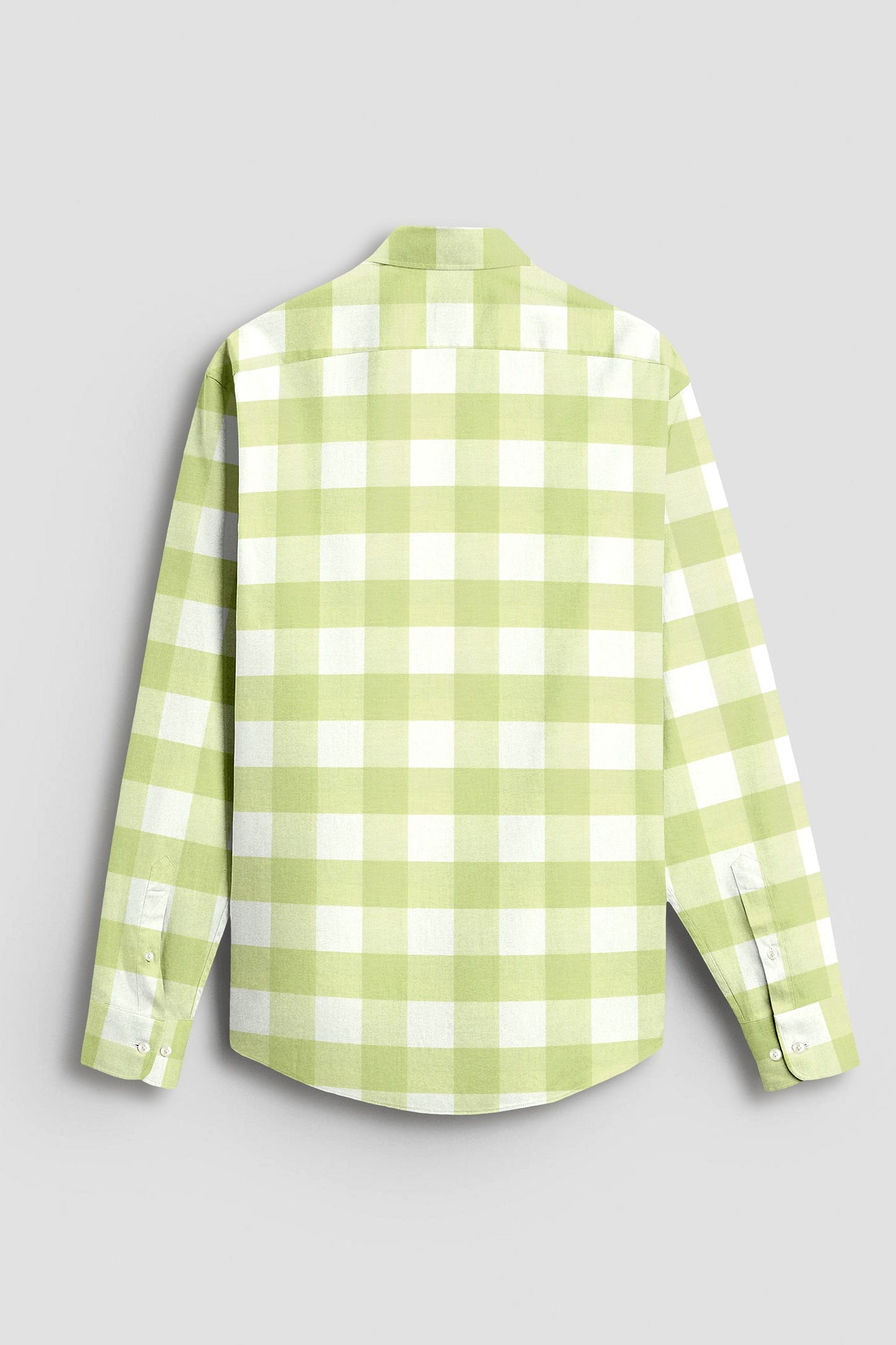Chameleon Green and Moon White Buffalo Checks Oxford Cotton Shirt