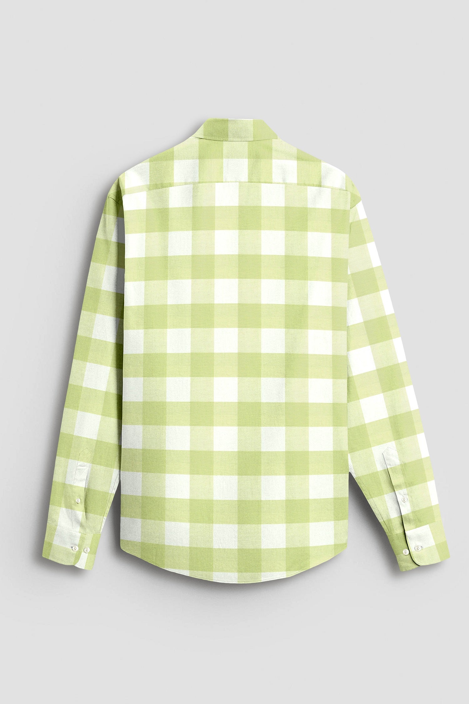 Chameleon Green and Moon White Buffalo Checks Oxford Cotton Shirt