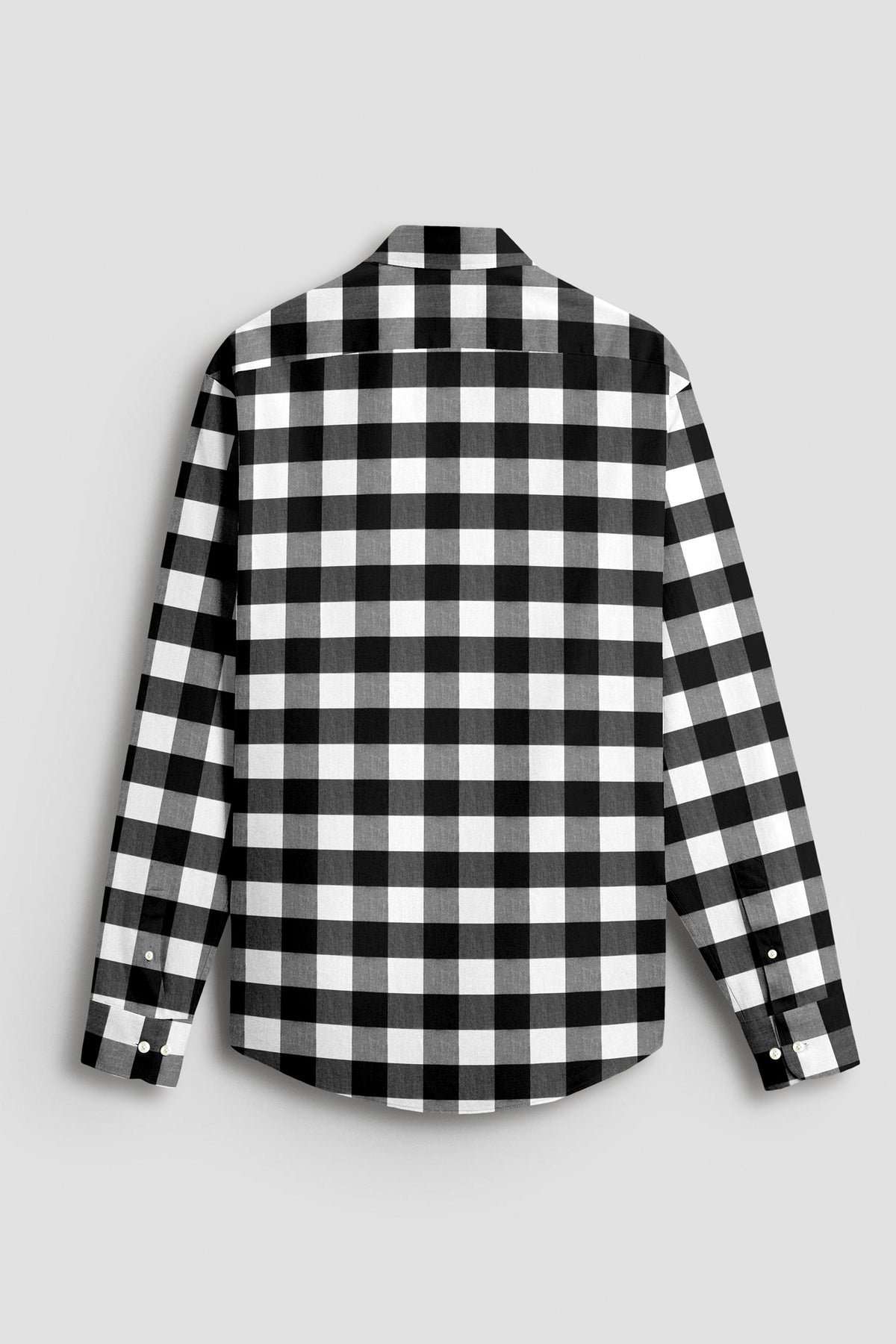 White and Carbon Black Buffalo Checks Cotton Shirt