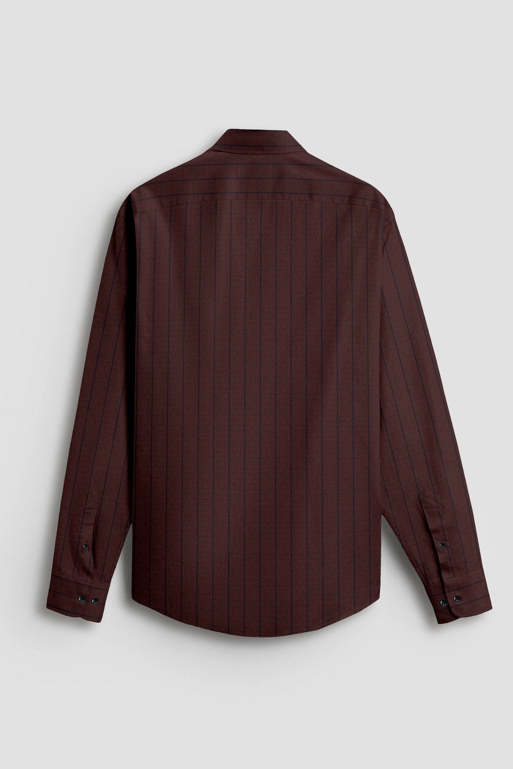 Oxblood Red and Raven Black Pinstripes Oxford Cotton Shirt