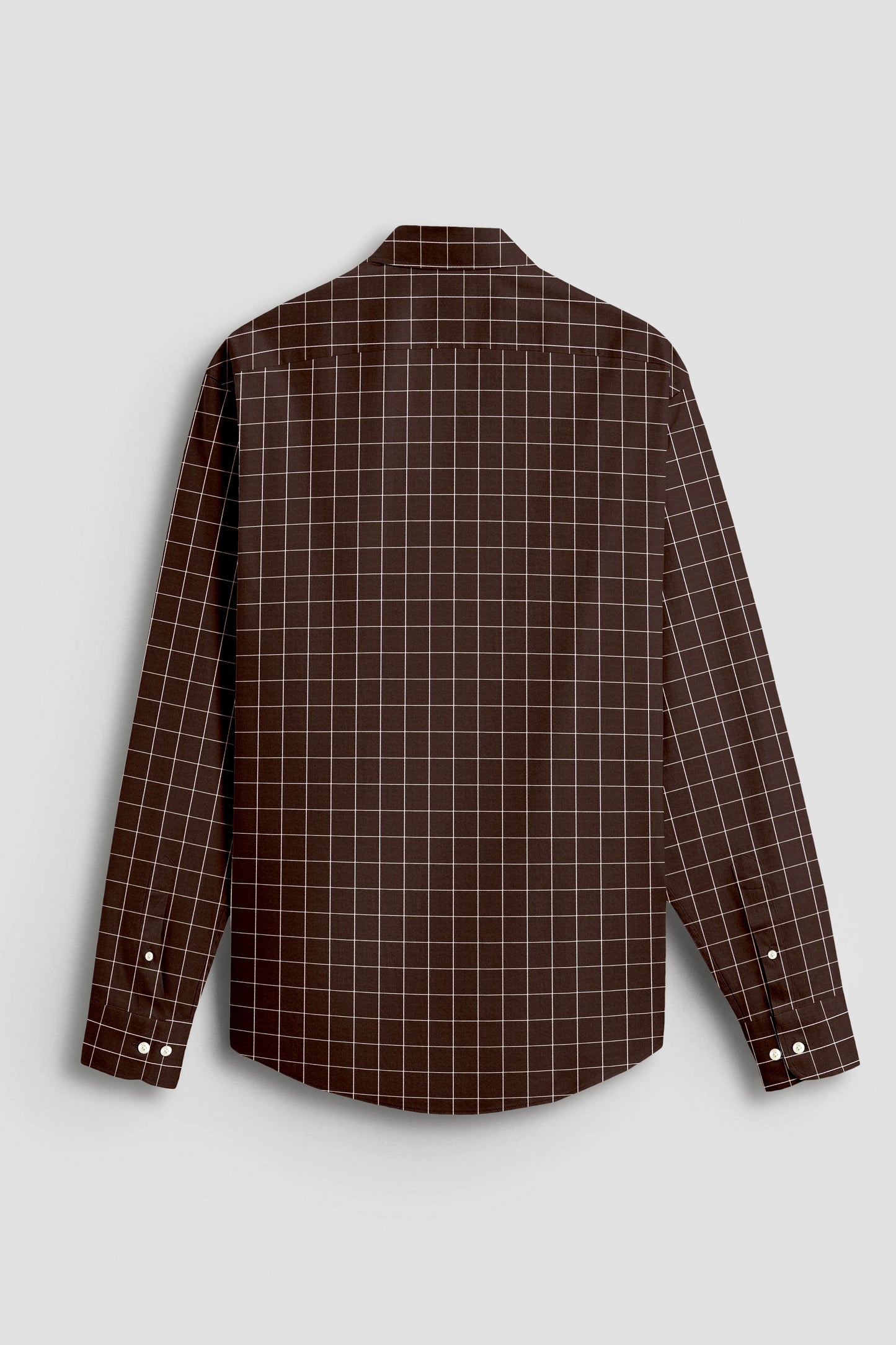 Peat Brown And Salt White Graph Checks Cotton Shirt