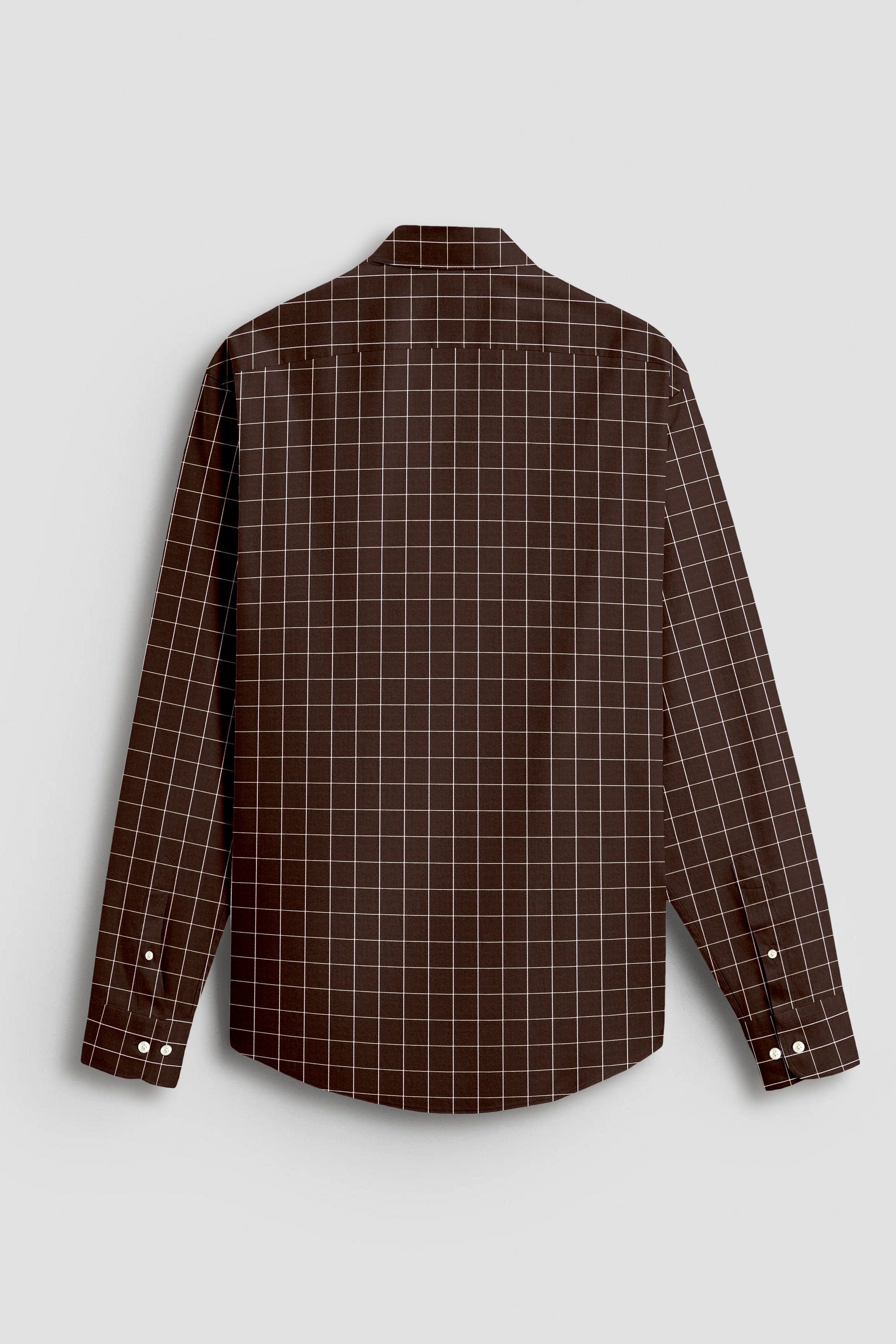 Peat Brown And Salt White Graph Checks Cotton Shirt