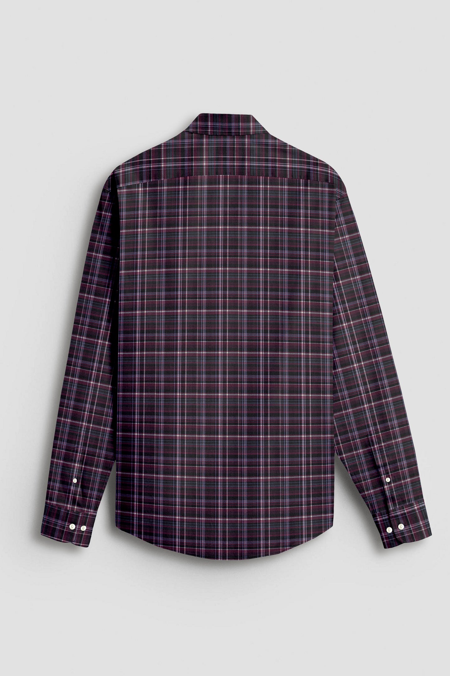 Caviar Black with Crystal Gray and Zinfandel Red Checks 2 Ply Giza Cotton Shirt