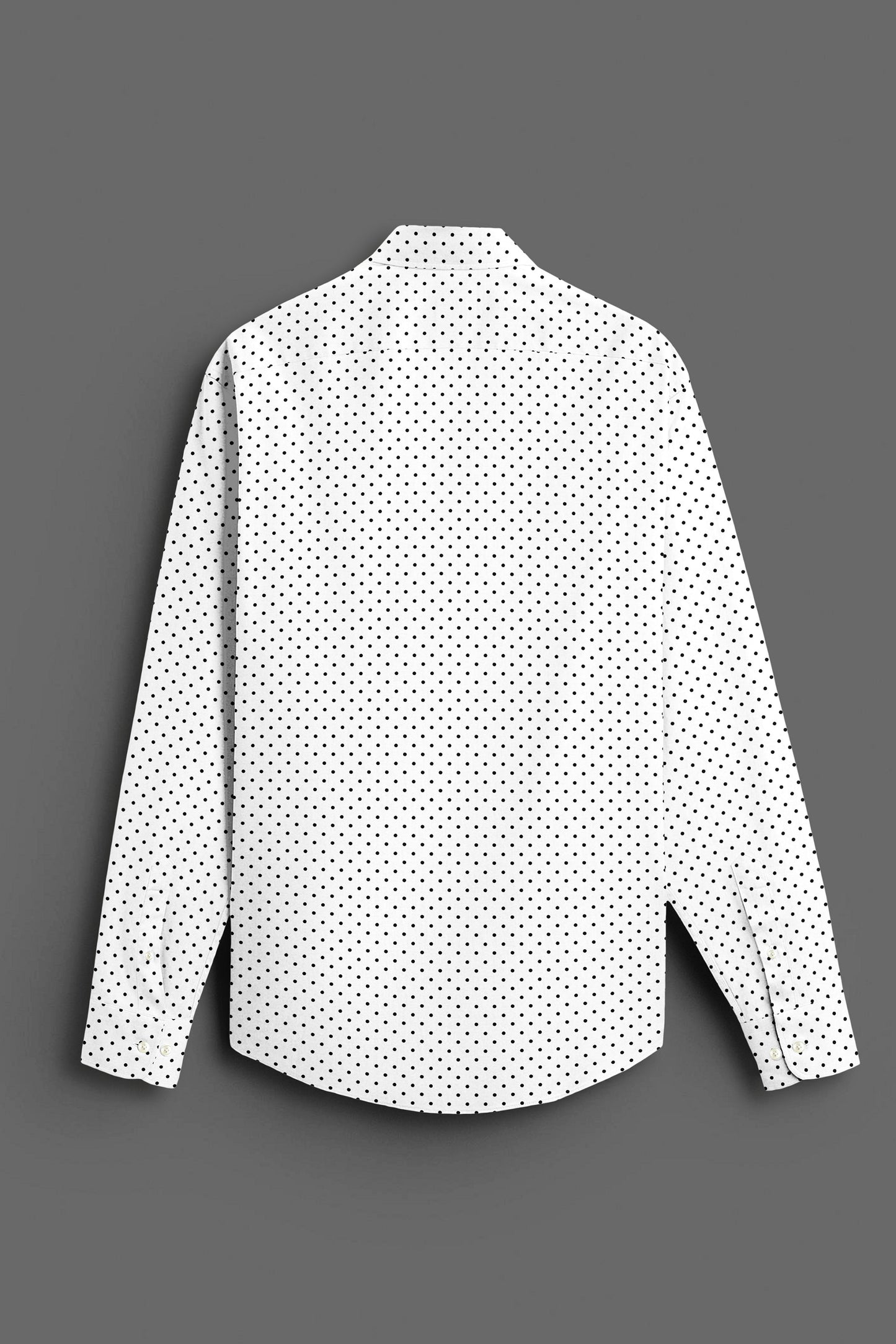 Milk White and Jet Black Polka Dots Printed Cotton Shirt