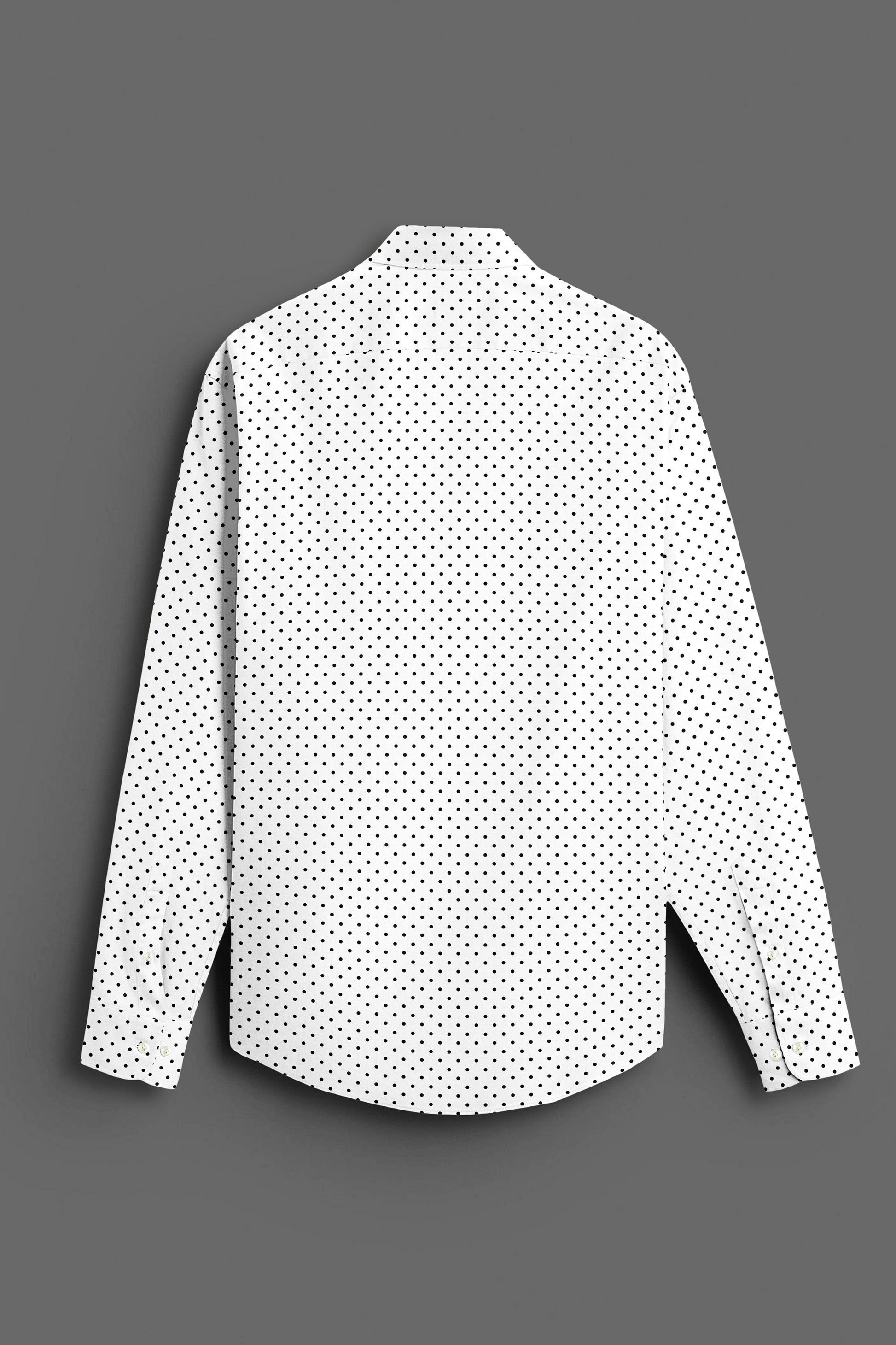 Milk White and Jet Black Polka Dots Printed Cotton Shirt