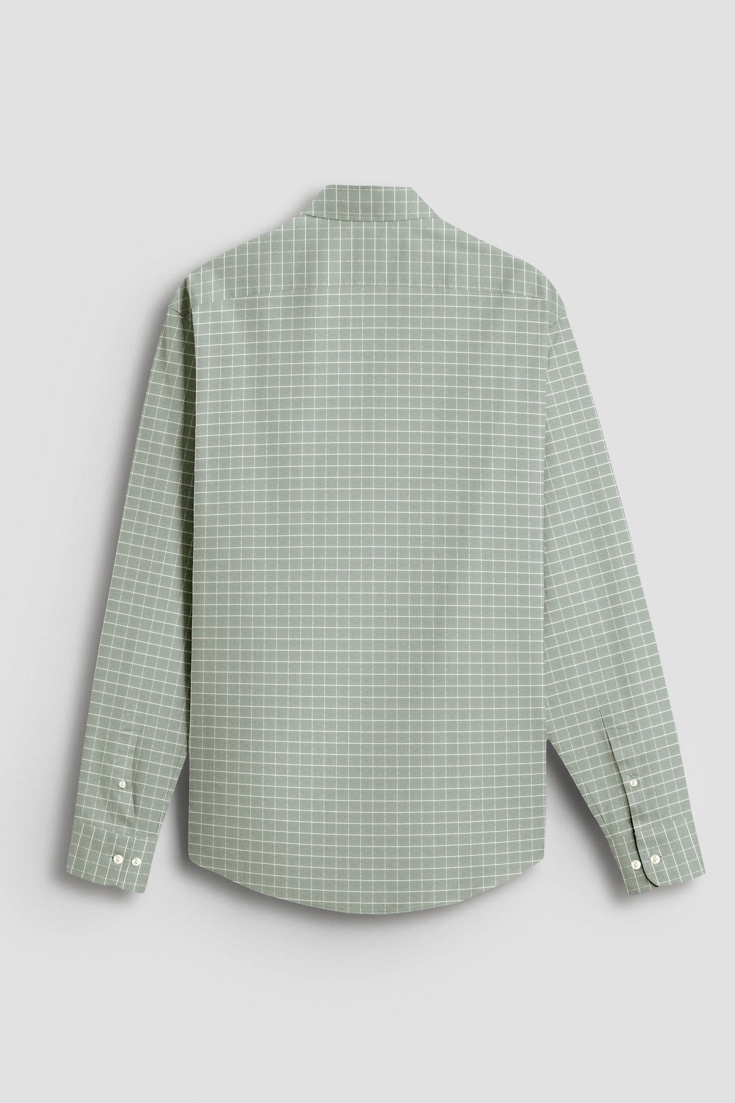 Avocado Green and Snow White Checks Cotton Shirt