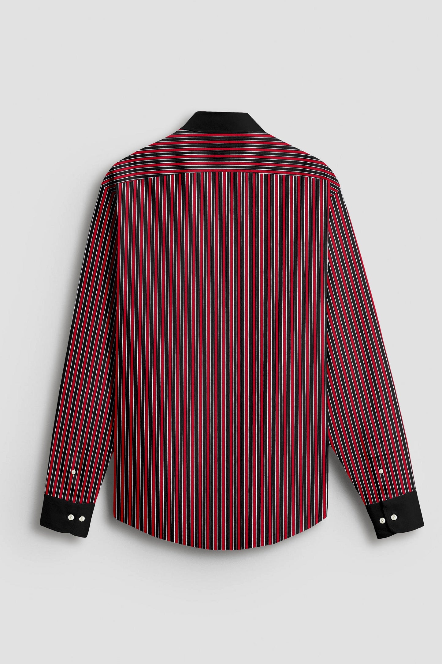 Fiery Red and Jade Black Regimental Stripes Designer Cotton Shirt