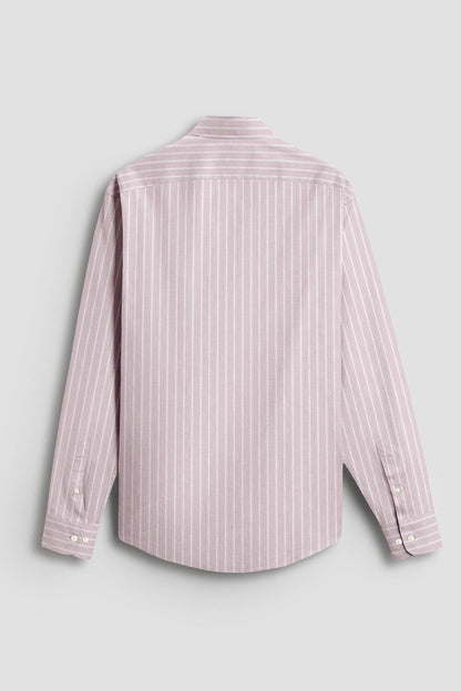 Blossom Pink and Flash White Chalk Stripes Oxford Cotton Shirt