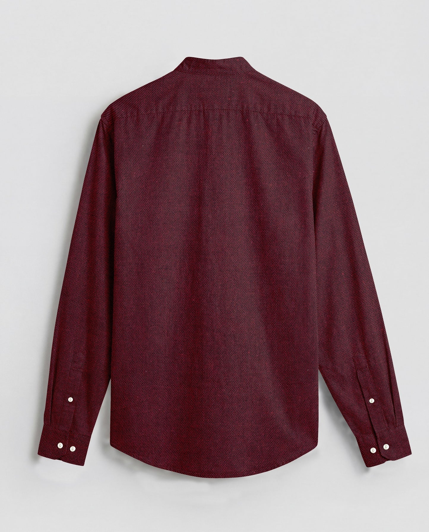 Oxblood Red Two Toned Mandarin Collar Premium Oxford Cotton Shirt