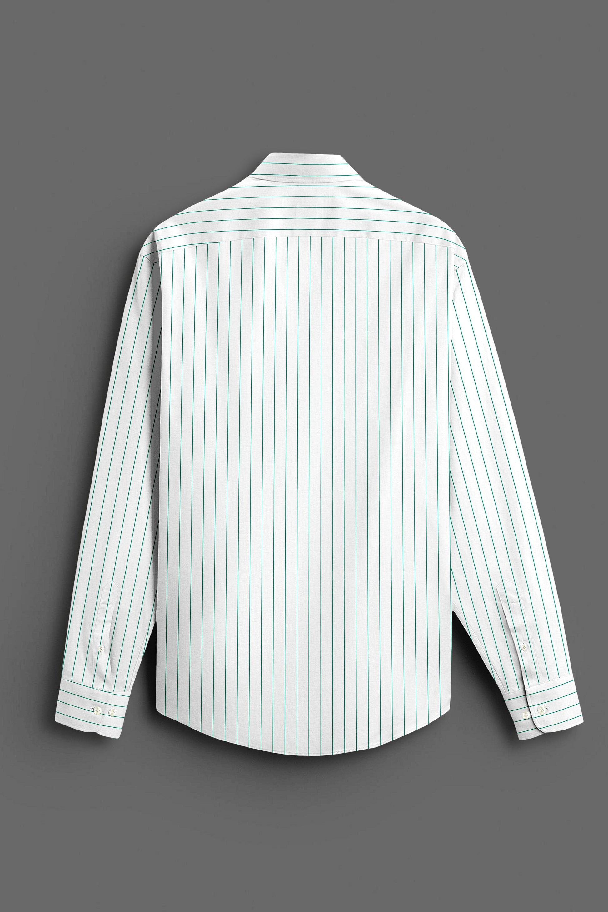 White and Amazon Green Pin Stripes Cotton Shirt