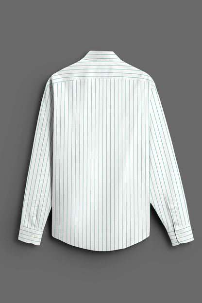 White and Amazon Green Pin Stripes Cotton Shirt