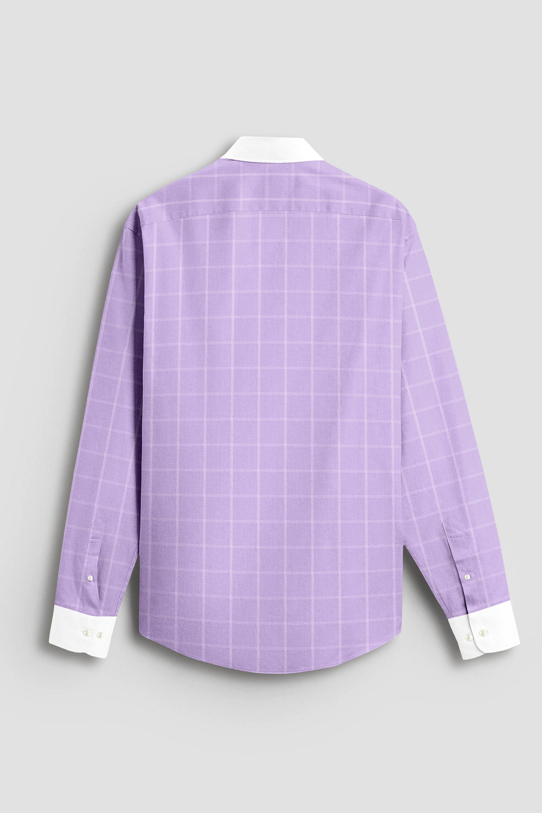 Sheer lilac Purple and Frost White Checks Designer Cotton Shirt