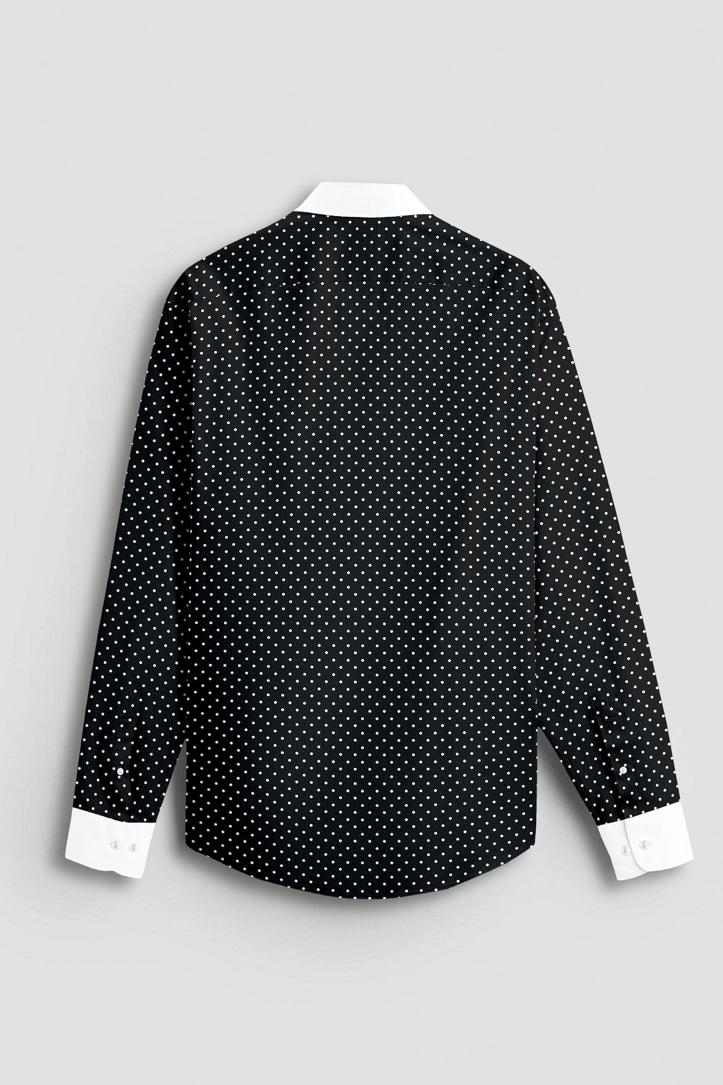 Carbon Black and White Polka Dots Printed Designer Cotton Shirt