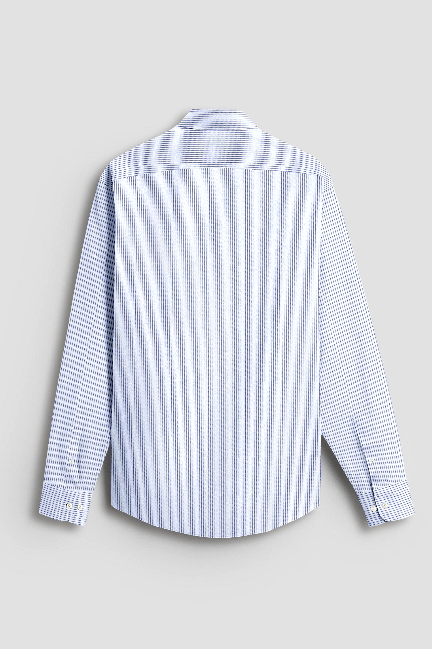 White with Mazarine Blue Stripes Cotton Shirt